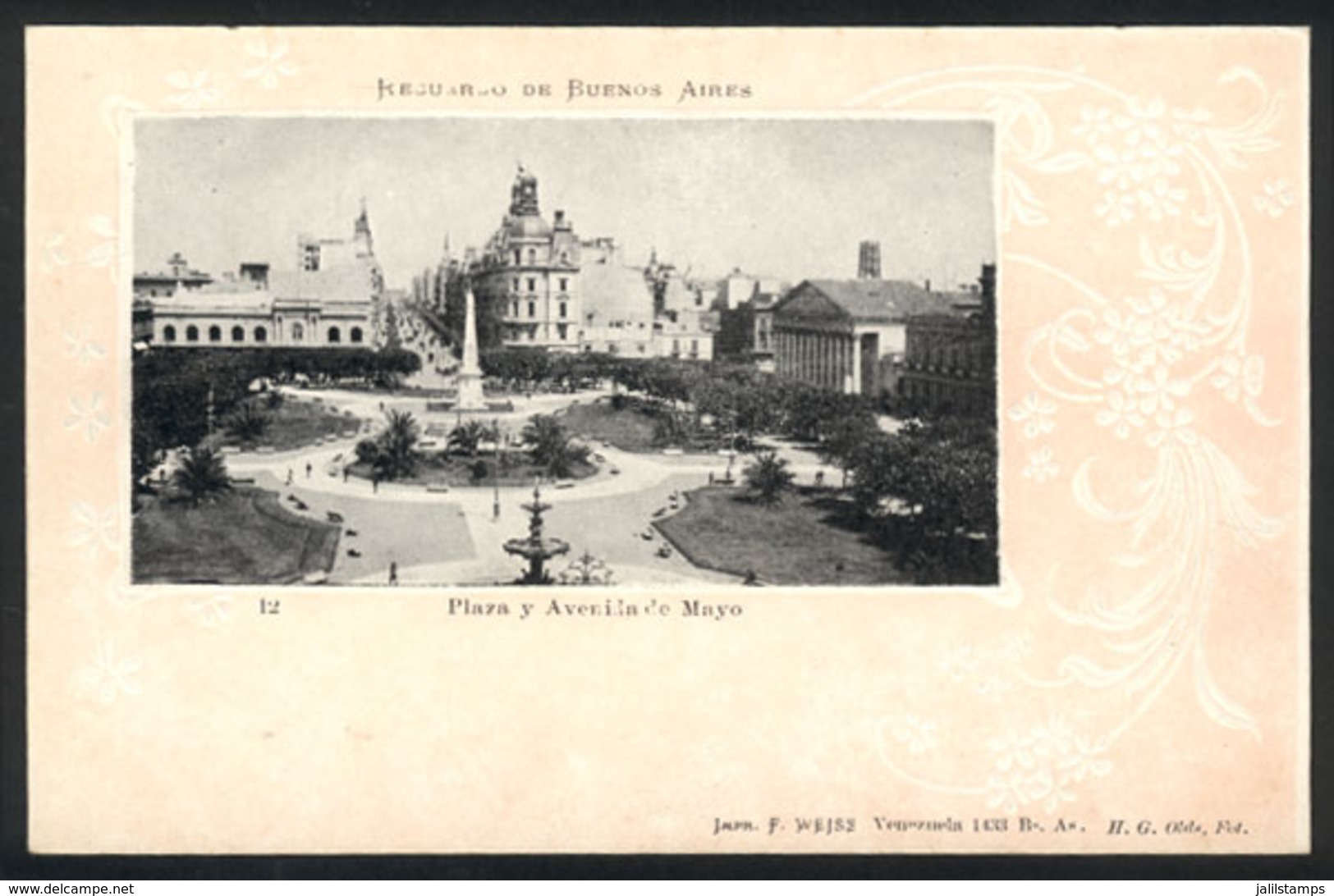 215 ARGENTINA: BUENOS AIRES: Mayo Avenue & Square, Embossed Decoration, Ed. Weiss, Unused - Argentina