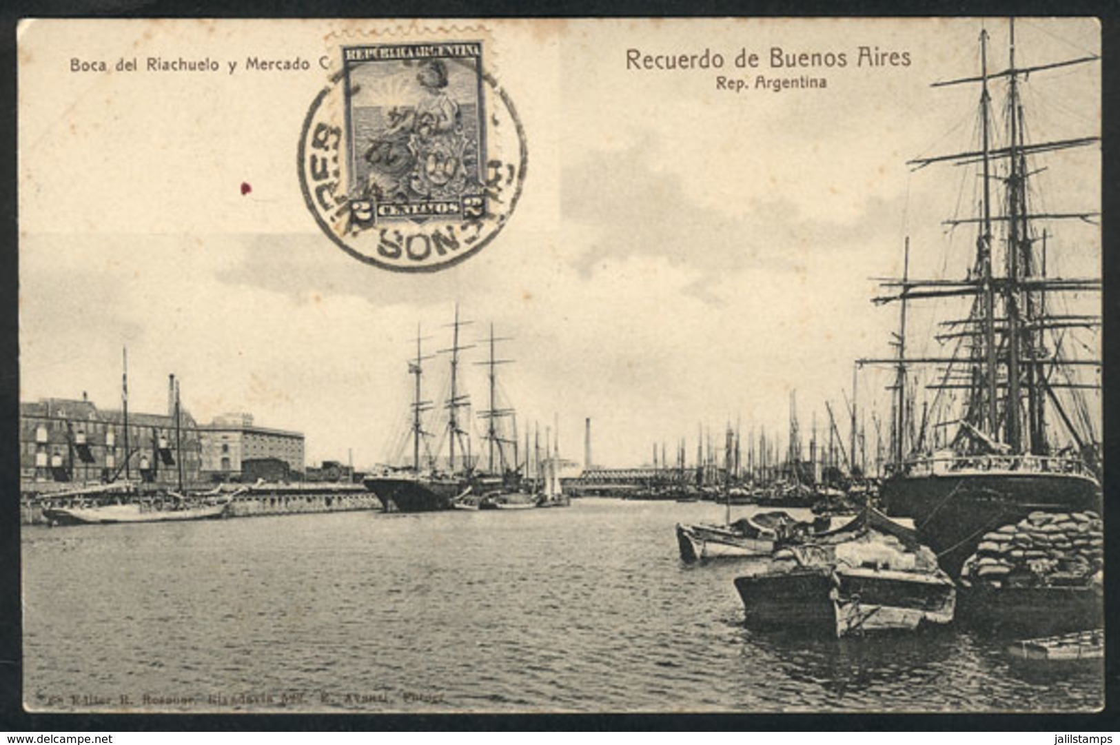226 ARGENTINA: BUENOS AIRES: River And Market, Ships & Boats, Ed. Rosauer, Used In 1904, - Argentine