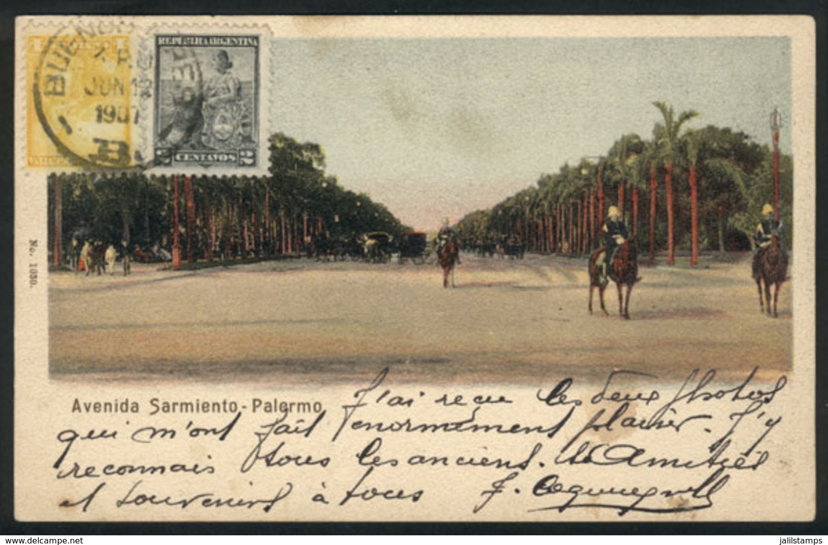 233 ARGENTINA: BUENOS AIRES: Sarmiento Avenue, Palermo, Sent To France In 1901, VF - Argentine