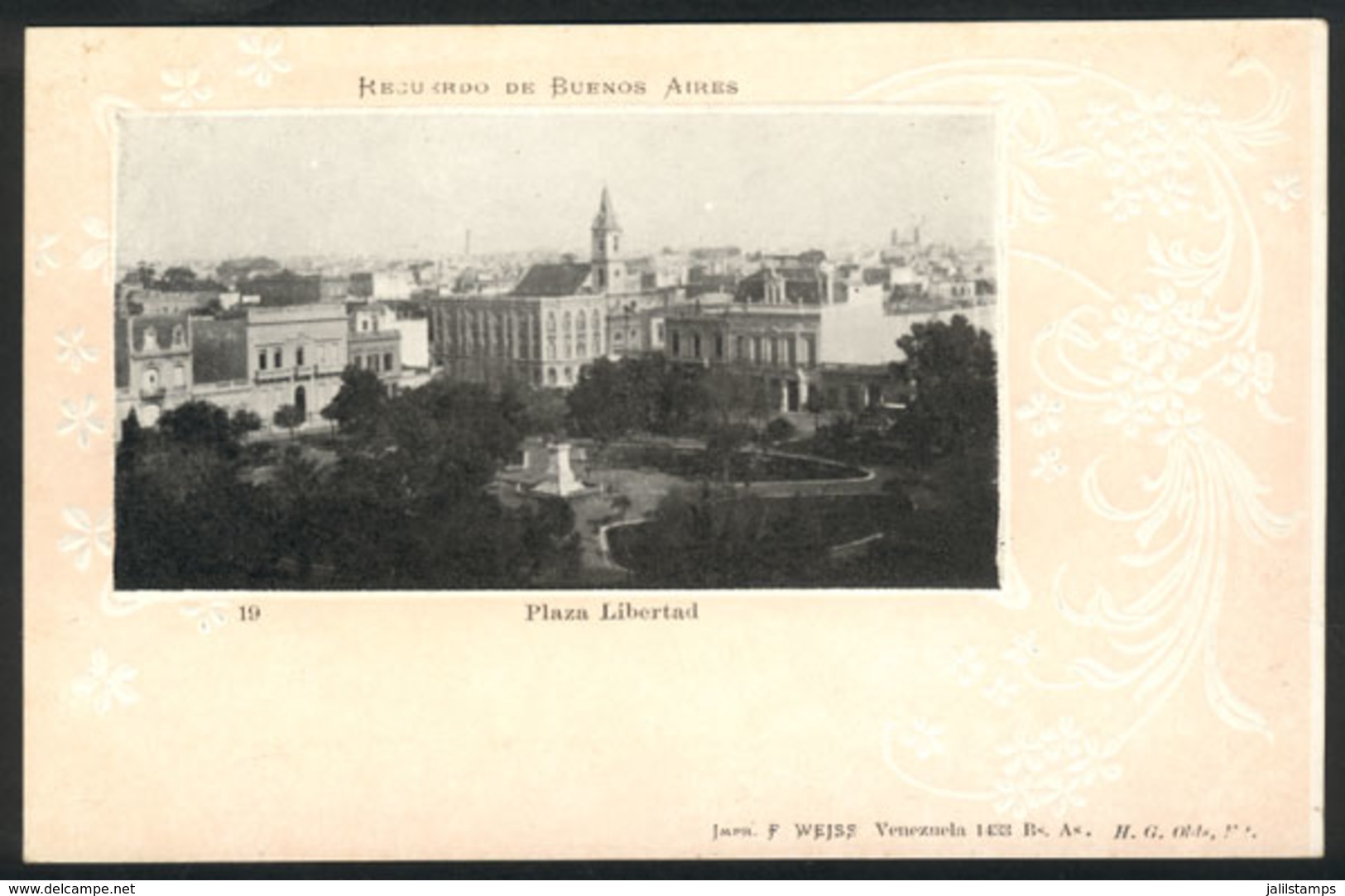 248 ARGENTINA: BUENOS AIRES: Libertad Square & Panorama, Ed. Weiss, Unused, VF - Argentina