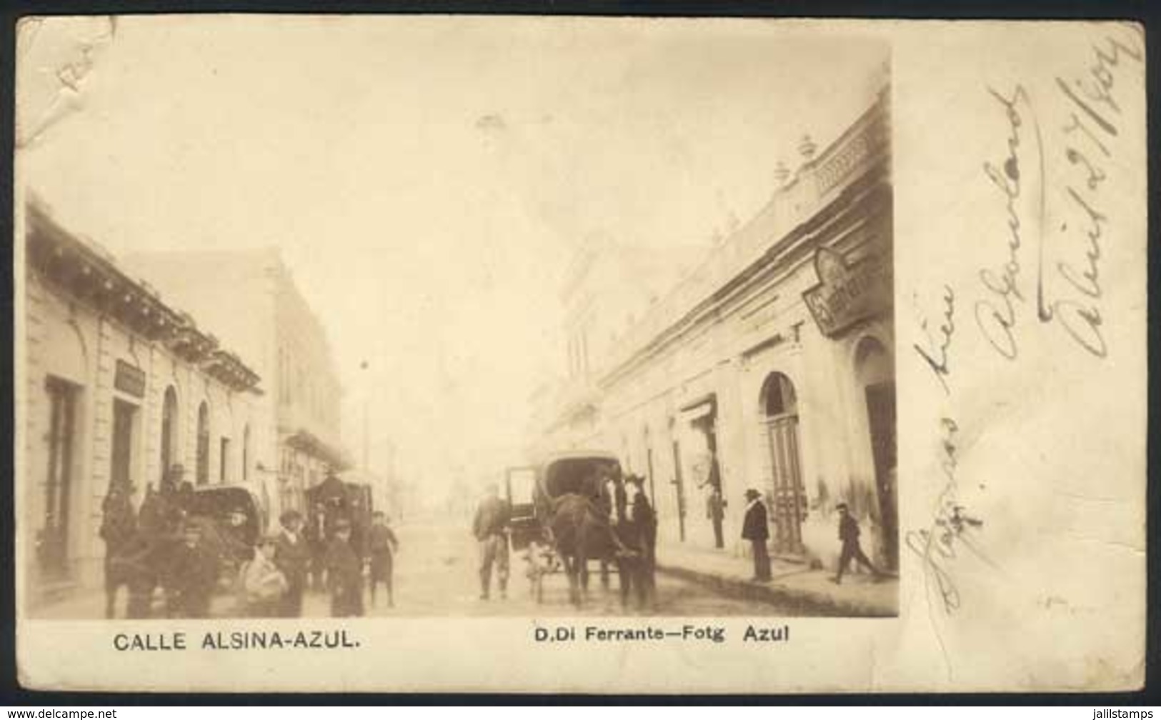 264 ARGENTINA: AZUL: Alsina Street, Rare Photographic PC Used In 1904, VF! - Argentine