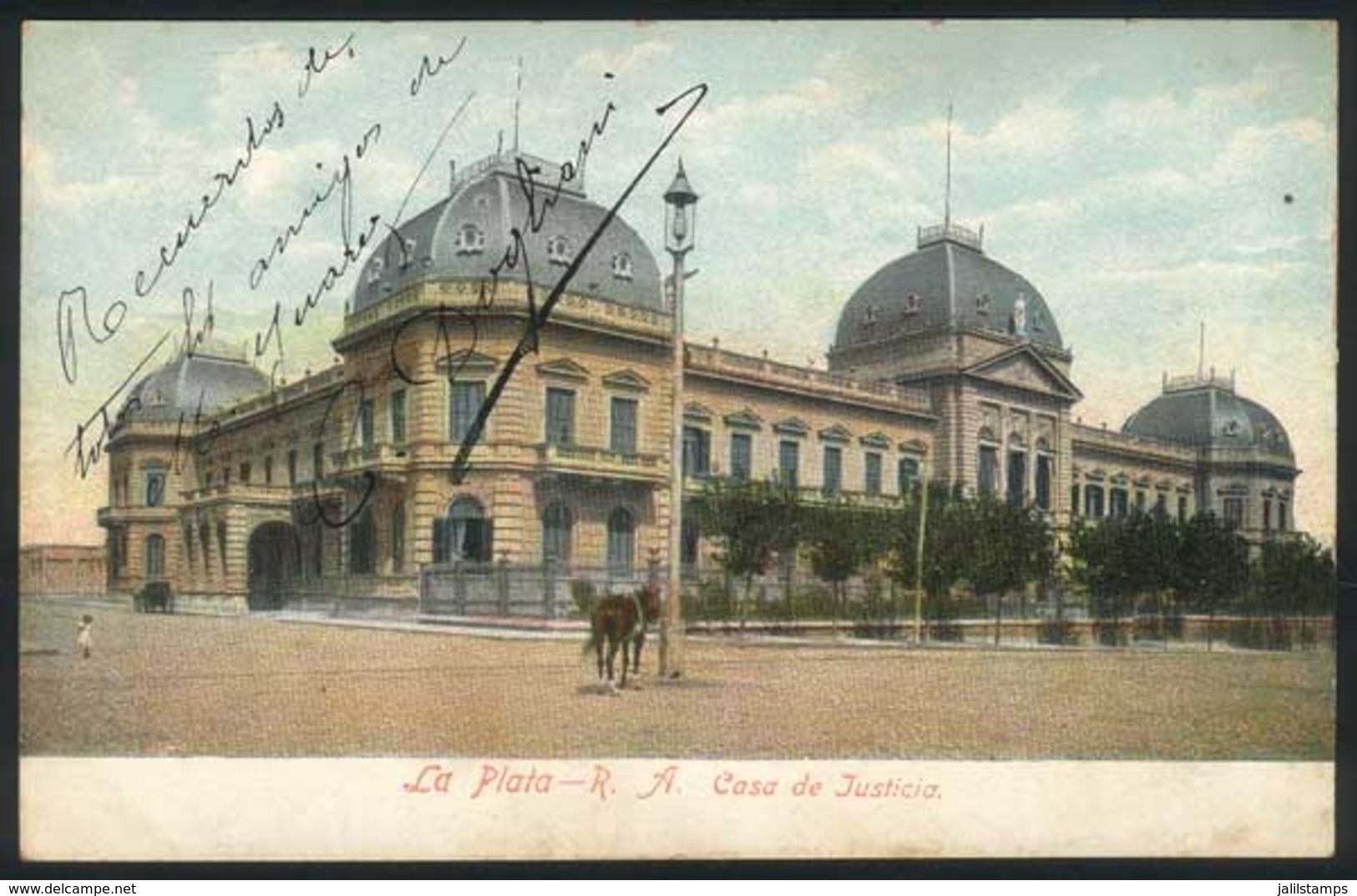 270 ARGENTINA: LA PLATA: Court Houses, Sent From Marcos Juarez To Galvez In 1908, VF Qual - Argentine