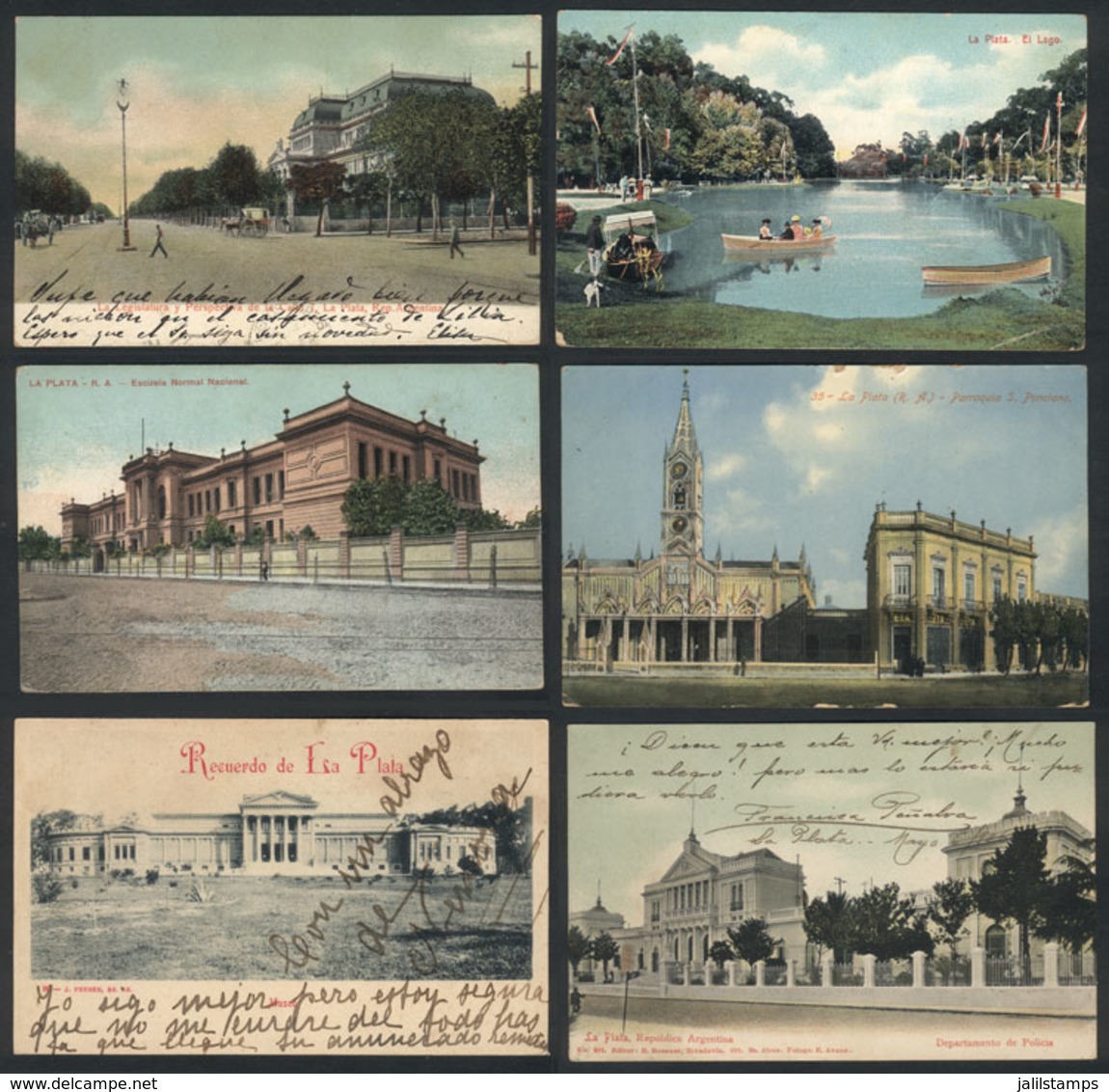 284 ARGENTINA: LA PLATA: 6 Old Postcards With Good Views Of The City, Fine To VF Quality, - Argentine