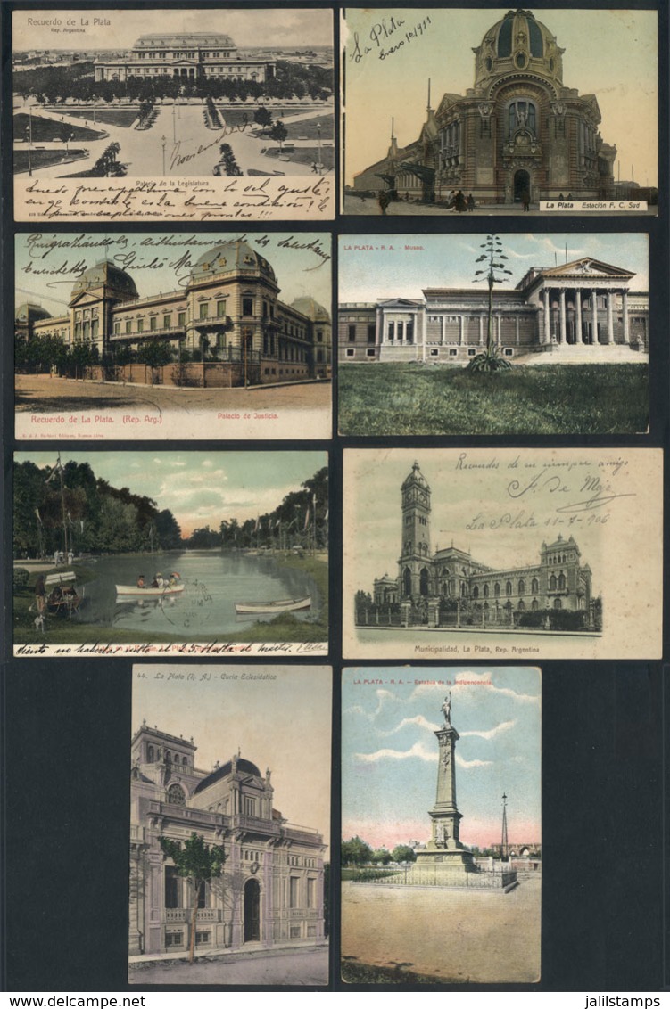 287 ARGENTINA: LA PLATA: 8 Old Postcards With Good Views Of The City, Fine To VF Quality, - Argentine