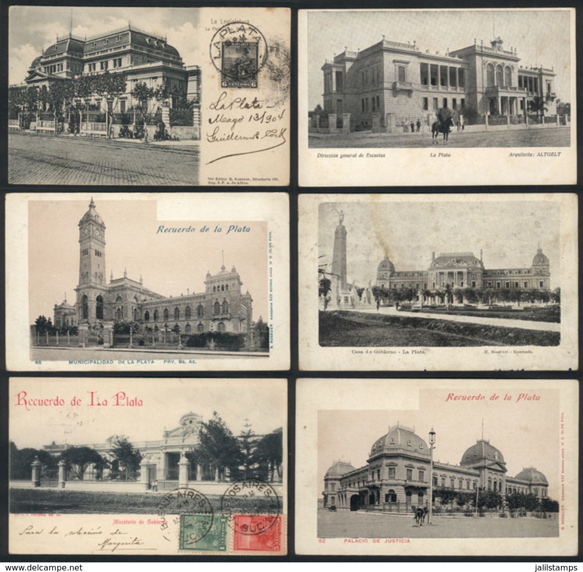 289 ARGENTINA: LA PLATA: 6 Old Postcards With Good Views Of The City, Fine To VF Quality, - Argentina