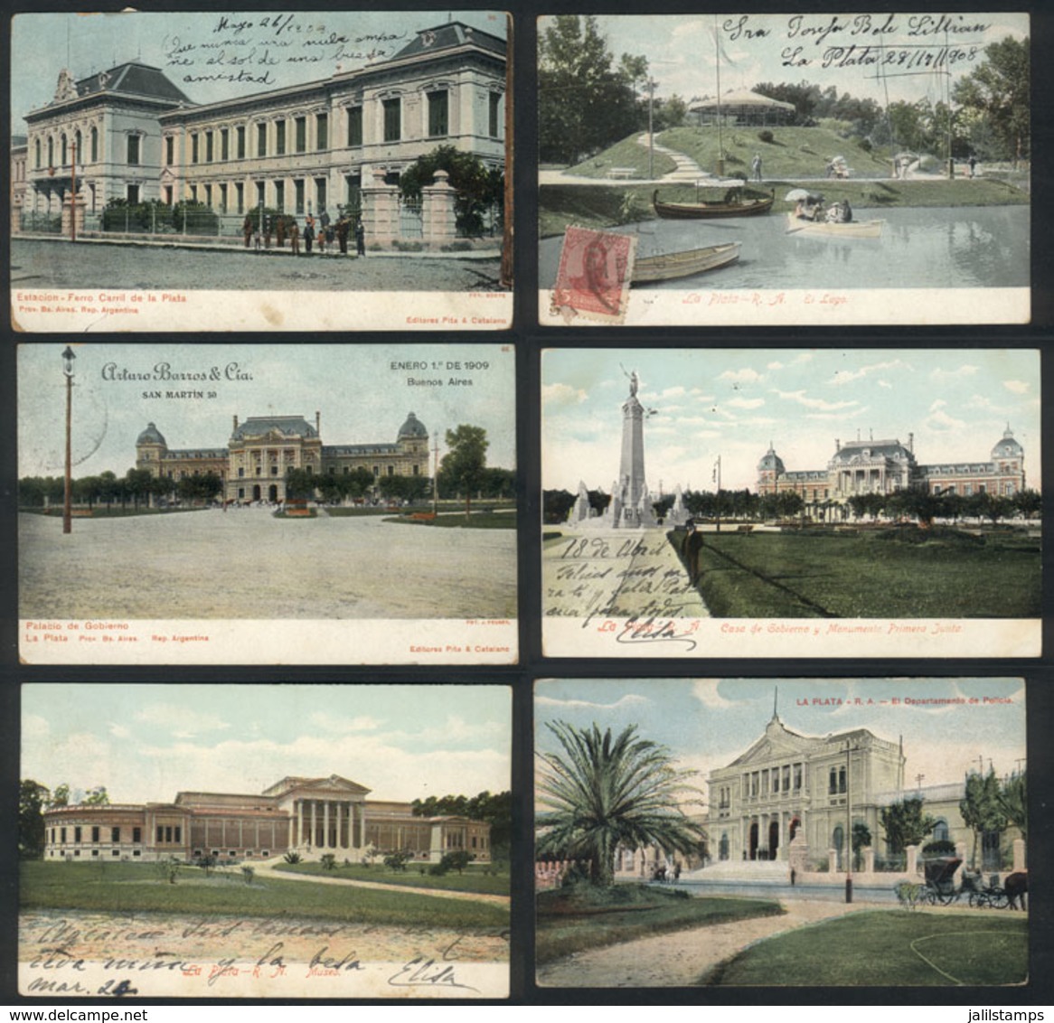 290 ARGENTINA: LA PLATA: 6 Old Postcards With Good Views Of The City, Fine To VF Quality, - Argentina