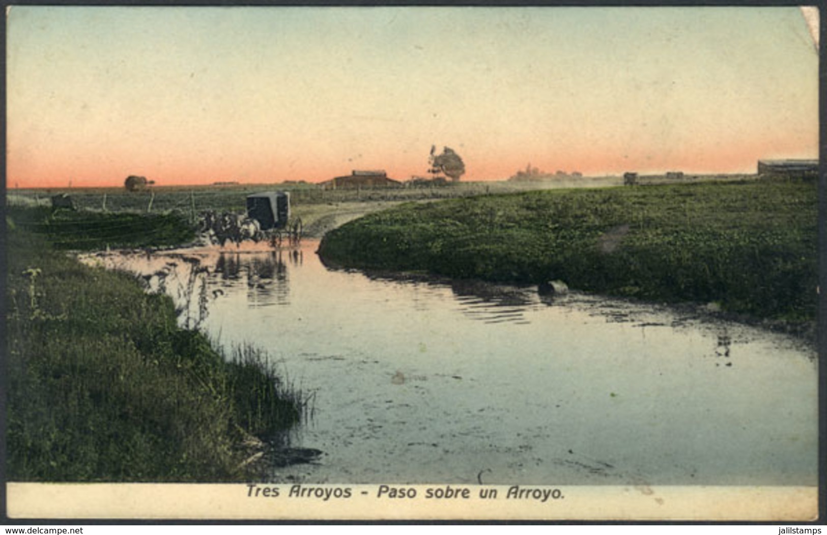 294 ARGENTINA: TRES ARROYOS: Crossing A Stream, Circa 1910, Good Quality! - Argentine