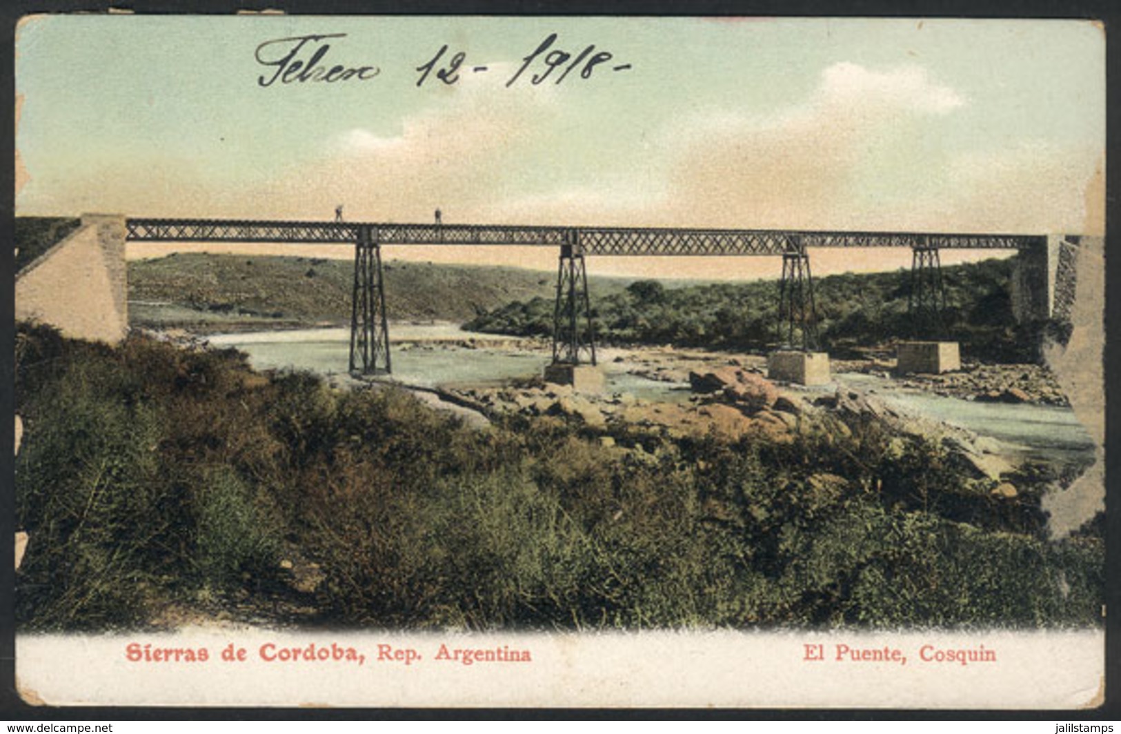 325 ARGENTINA: COSQUIN: Bridge, Ed. Rosauer, Used In 1918 - Argentina