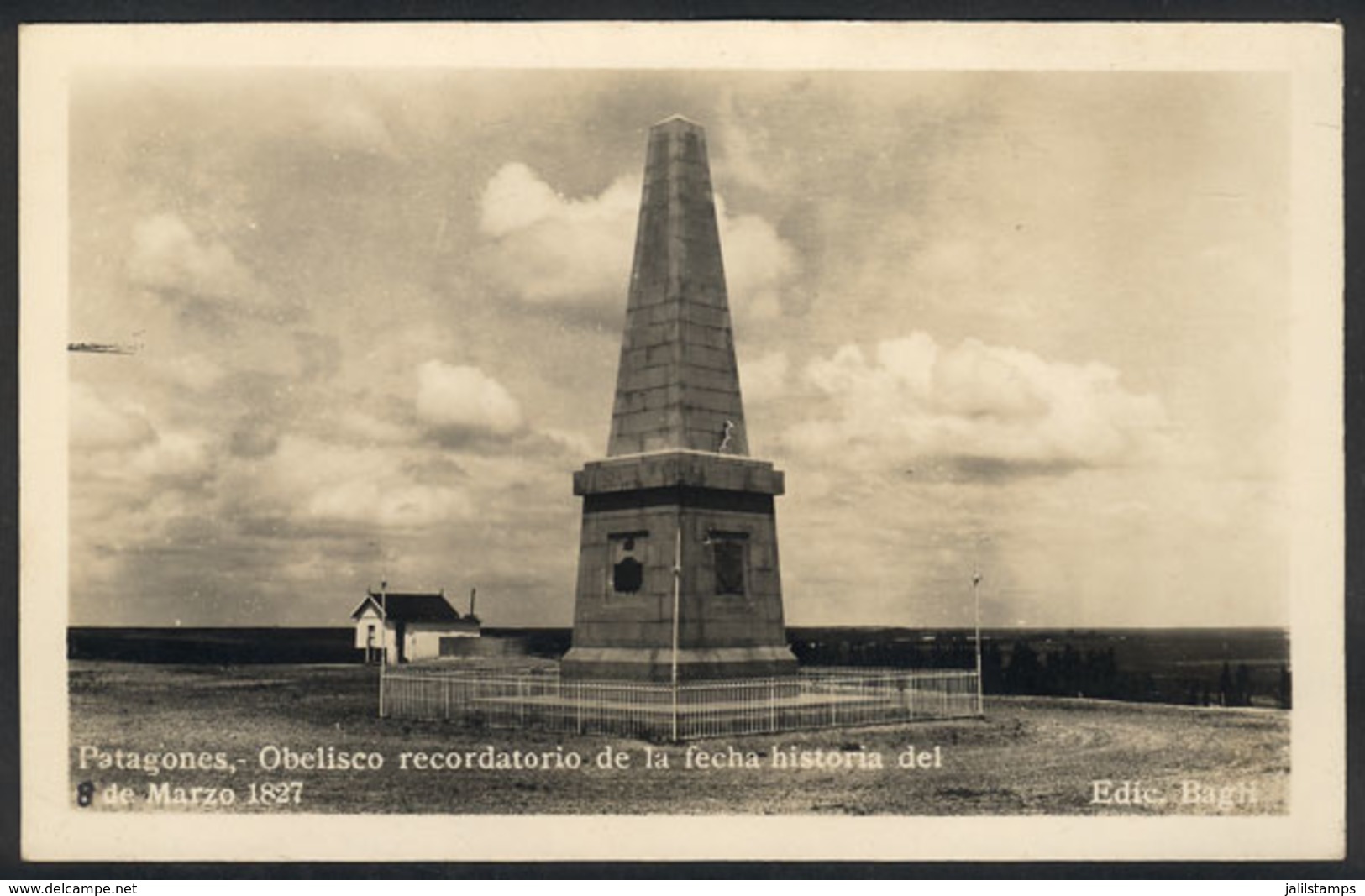 365 ARGENTINA: PATAGONES: Obelisk Commemorating 8 March 1827, Ed. Bagli, Unused And VF - Argentina