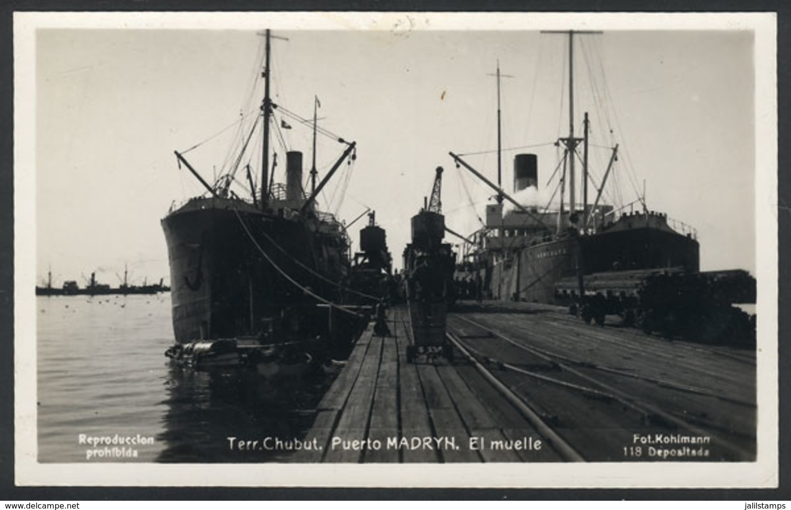 372 ARGENTINA: PUERTO MADRYN (Chubut): Ships At The Docks, Steamer "Hércules", Fot. Kohlm - Argentine