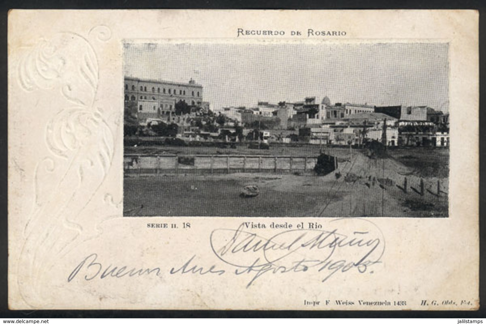 386 ARGENTINA: ROSARIO: View From The River, Ed. Weiss, Used In 1905, VF Quality - Argentine