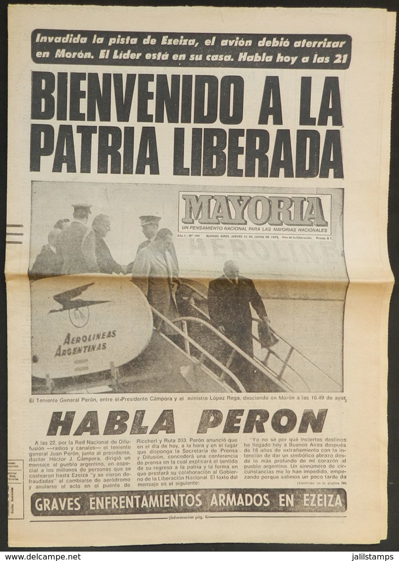 497 ARGENTINA: Newspaper "La Mayoría" Of Buenos Aires, 21 June 1973, Edition Of 20 Pages, - Autres & Non Classés