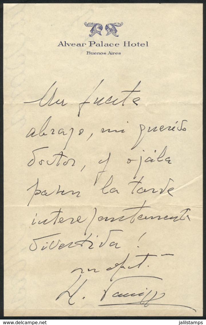 597 ARGENTINA: PANIZZA Hector: Composer And Conductor, His Dedicated Autograph On A Lette - Other & Unclassified