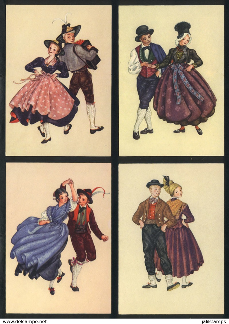 655 AUSTRIA: Traditional Costumes, 4 Old Different PCs, Ed. Pinguin, VF Quality - Other & Unclassified