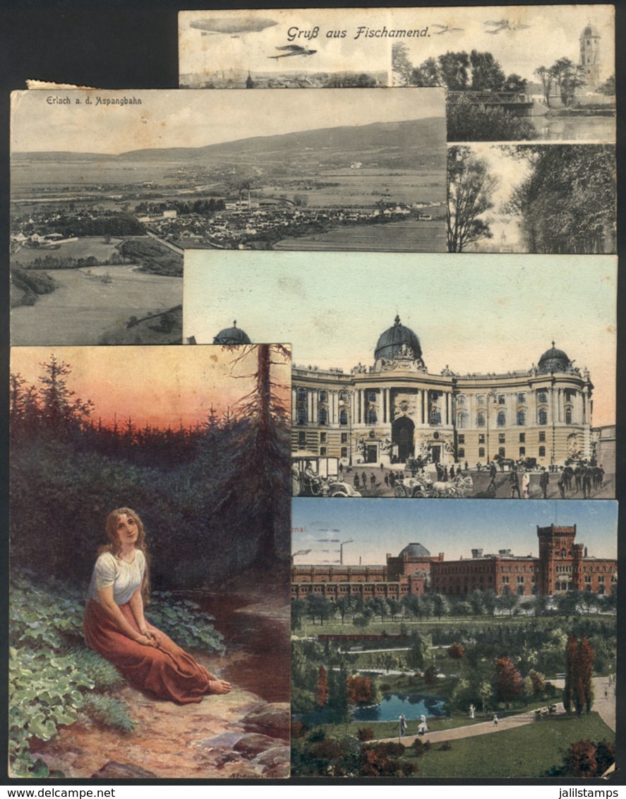 656 AUSTRIA: 5 Old PCs, With Views Of Fischamend, Wien And Erlach, All Used, Fine Quality - Autres & Non Classés