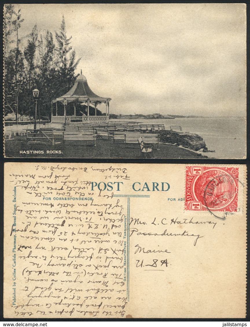 666 BARBADOS: View Of Hastings Rocks And Music Kiosk, Used, VF Quality! - Barbados