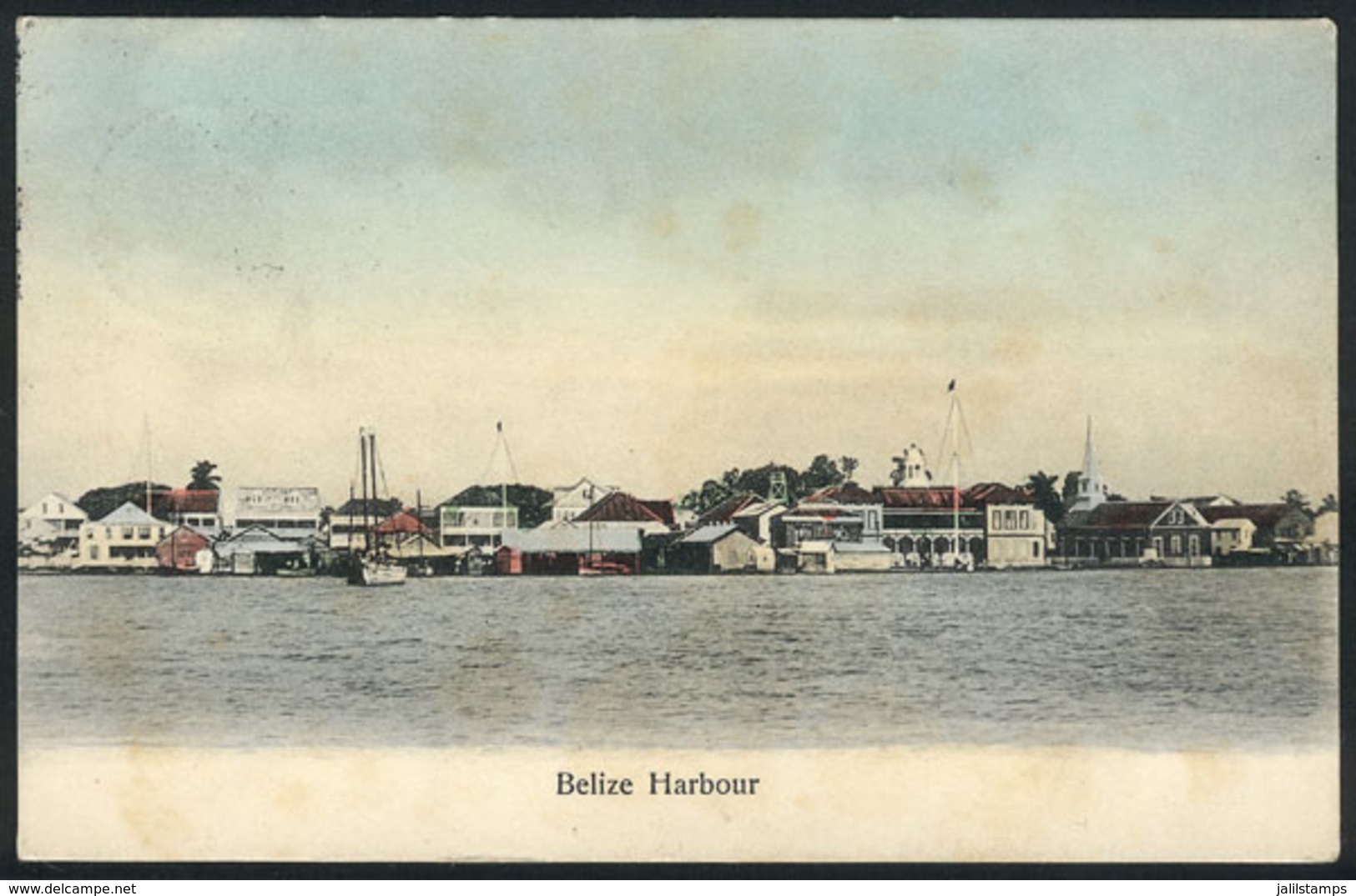 678 BELIZE: Belize Harbour, Dated 1908, Light Staining On Front Else VF! - Belize