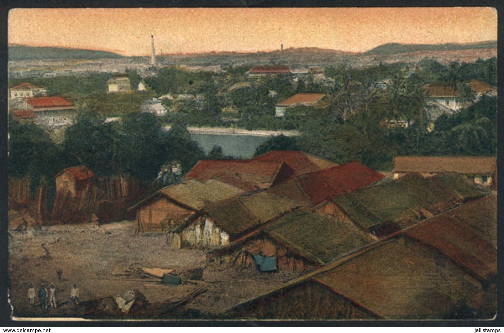 695 BURMA: Panorama Of A Burma Town, Unused, Edited By The Institute Of Foreign Missions - Myanmar (Burma)