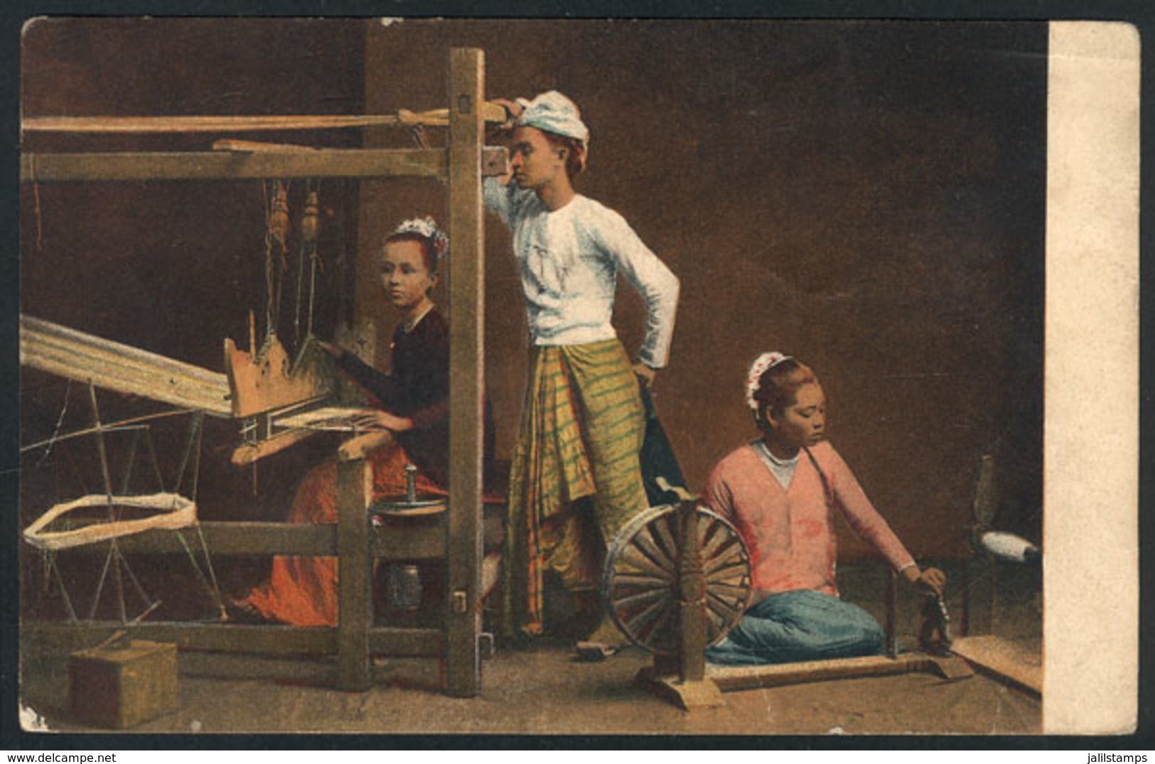 697 BURMA: Women Weaving, Unused, Edited By The Institute Of Foreign Missions Of Milano, - Myanmar (Burma)