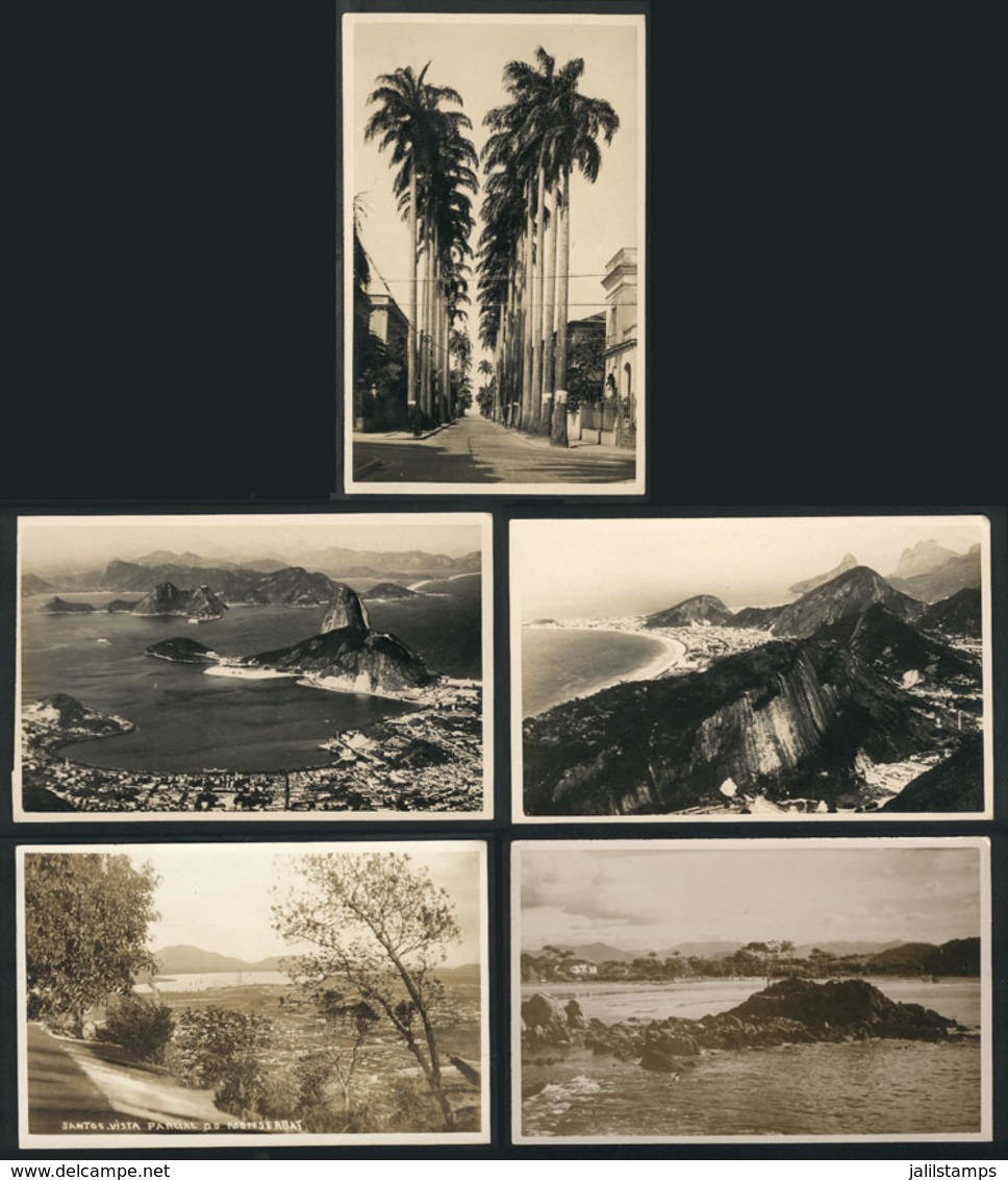 710 BRAZIL: RIO DE JANEIRO + SANTOS: 5 Old Unused PCs, Nice Views, VF Quality - Autres & Non Classés