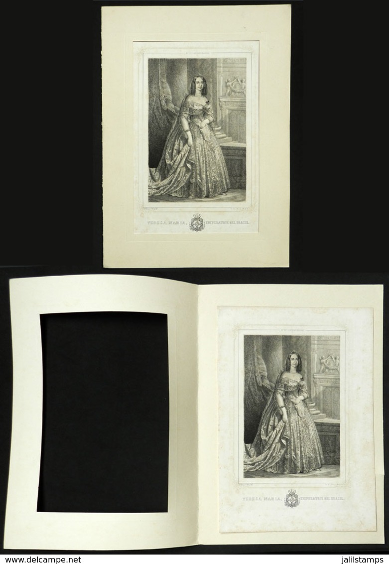 726 BRAZIL: Teresa María, Empress Of Brazil, Engraved Drawing By B. Blanco, Affixed To Su - Autres & Non Classés