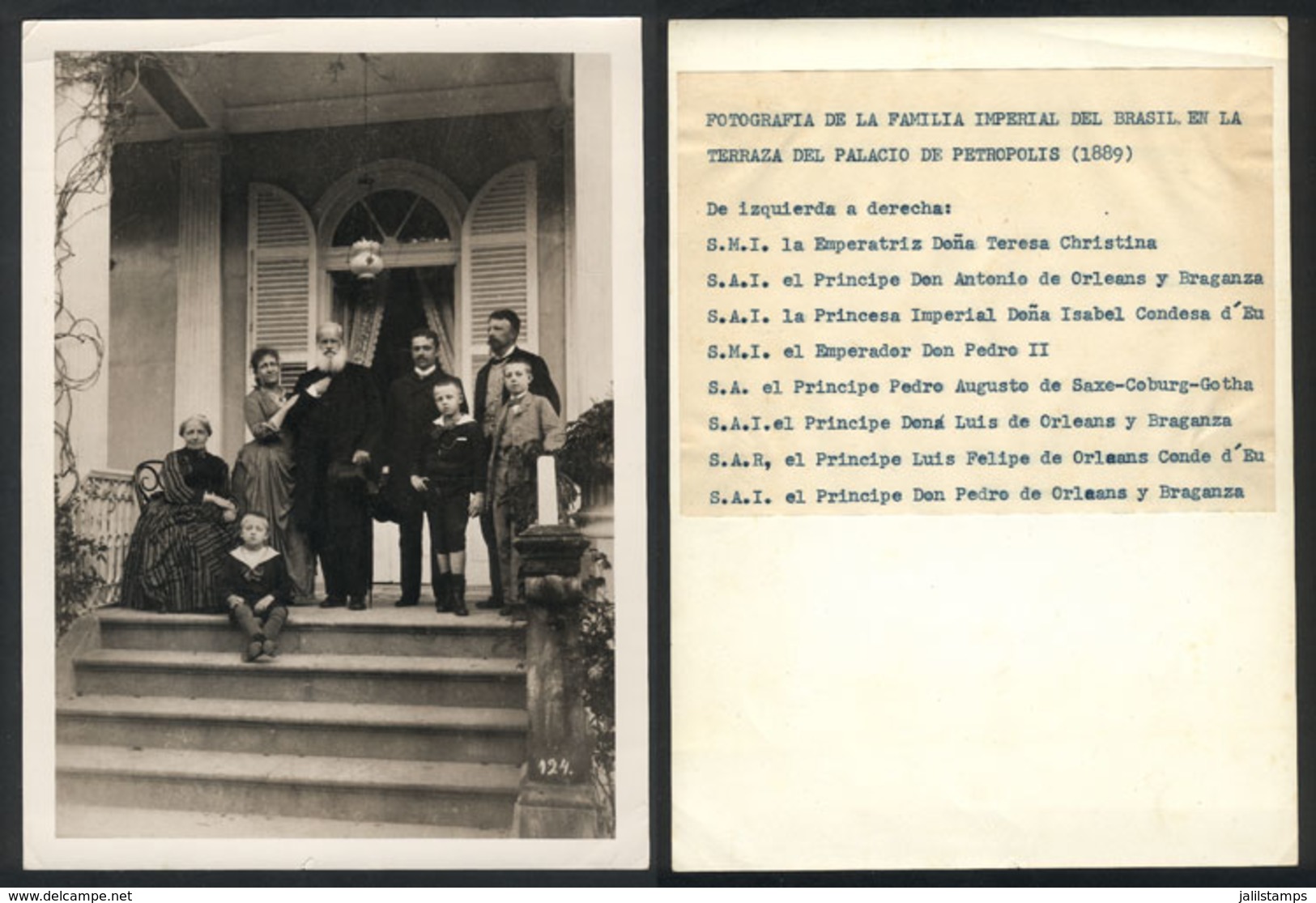 729 BRAZIL: Press Photo Of The Empiral Family Of Brazil At The Petrolopis Palace (1889), - Autres & Non Classés