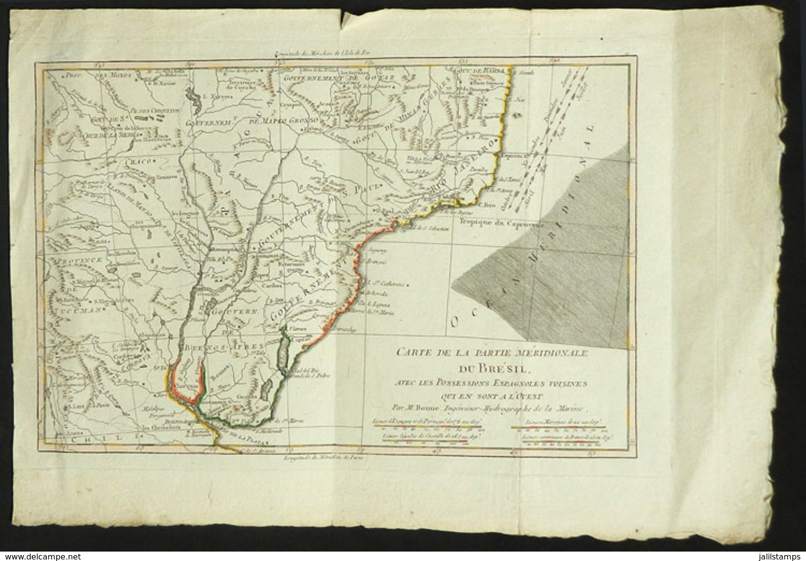 733 BRAZIL: Old Map Of South Of Brazil And Neighboring Spanish Possessions, Very Fine Con - Autres & Non Classés