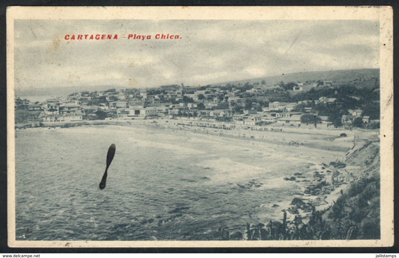 750 CHILE: CARTAGENA: Playa Chica Square, Ed. Marinetti, Sent To Italy In 1928 - Chile