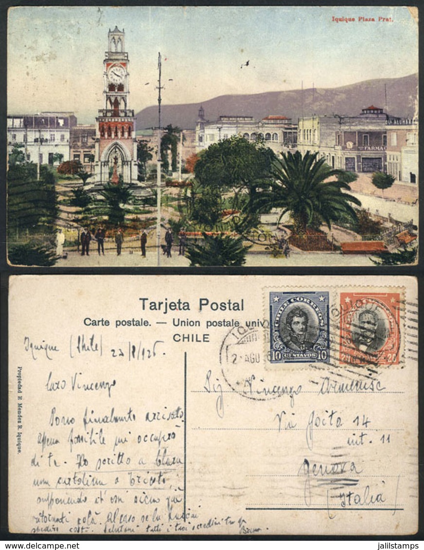 754 CHILE: IQUIQUE: Prat Square, Ed. Mendez, Sent To Italy In 1926, VF Quality - Chile