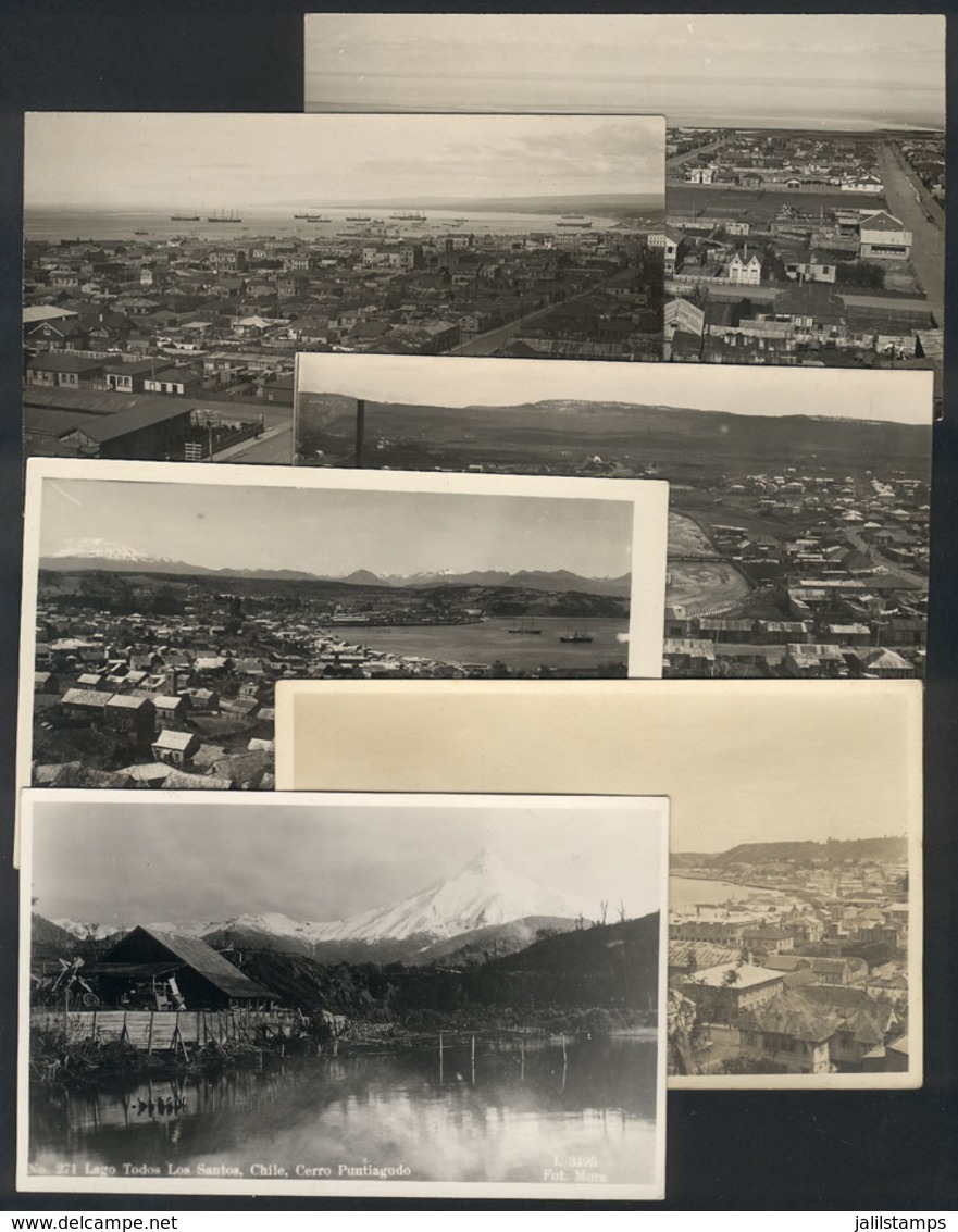 758 CHILE: PUNTA ARENAS: 3 Postcards Showing Panoramas, + 2 Of Puerto Montt And 1 Of Lago - Chile