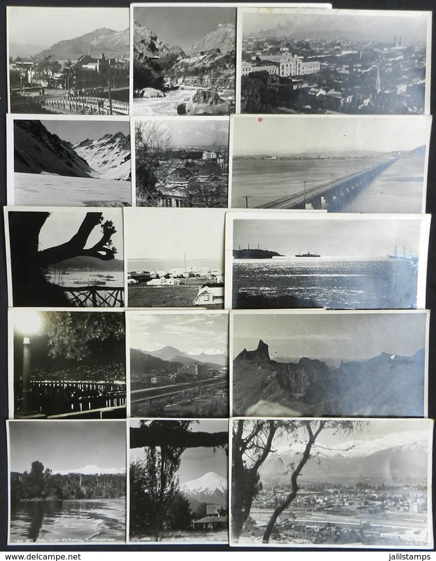 767 CHILE: Lot Of 15 Old Postcards, Some Real Photo PCs, Very Good Views, Very Handsome, - Chile
