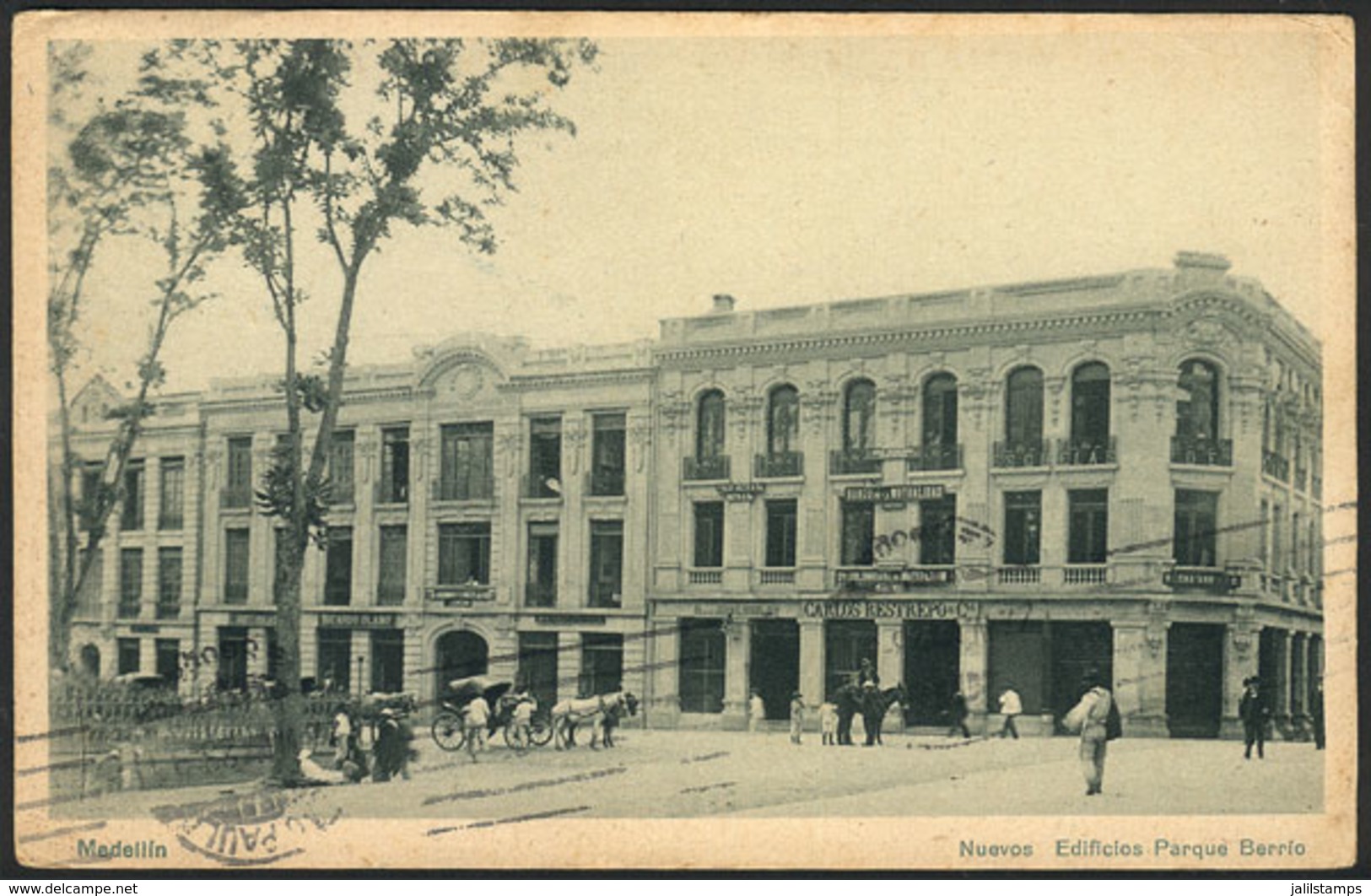 797 COLOMBIA: MEDELLIN: New Buildings,bank, Berrio Park, Dated 1923, VF - Colombia