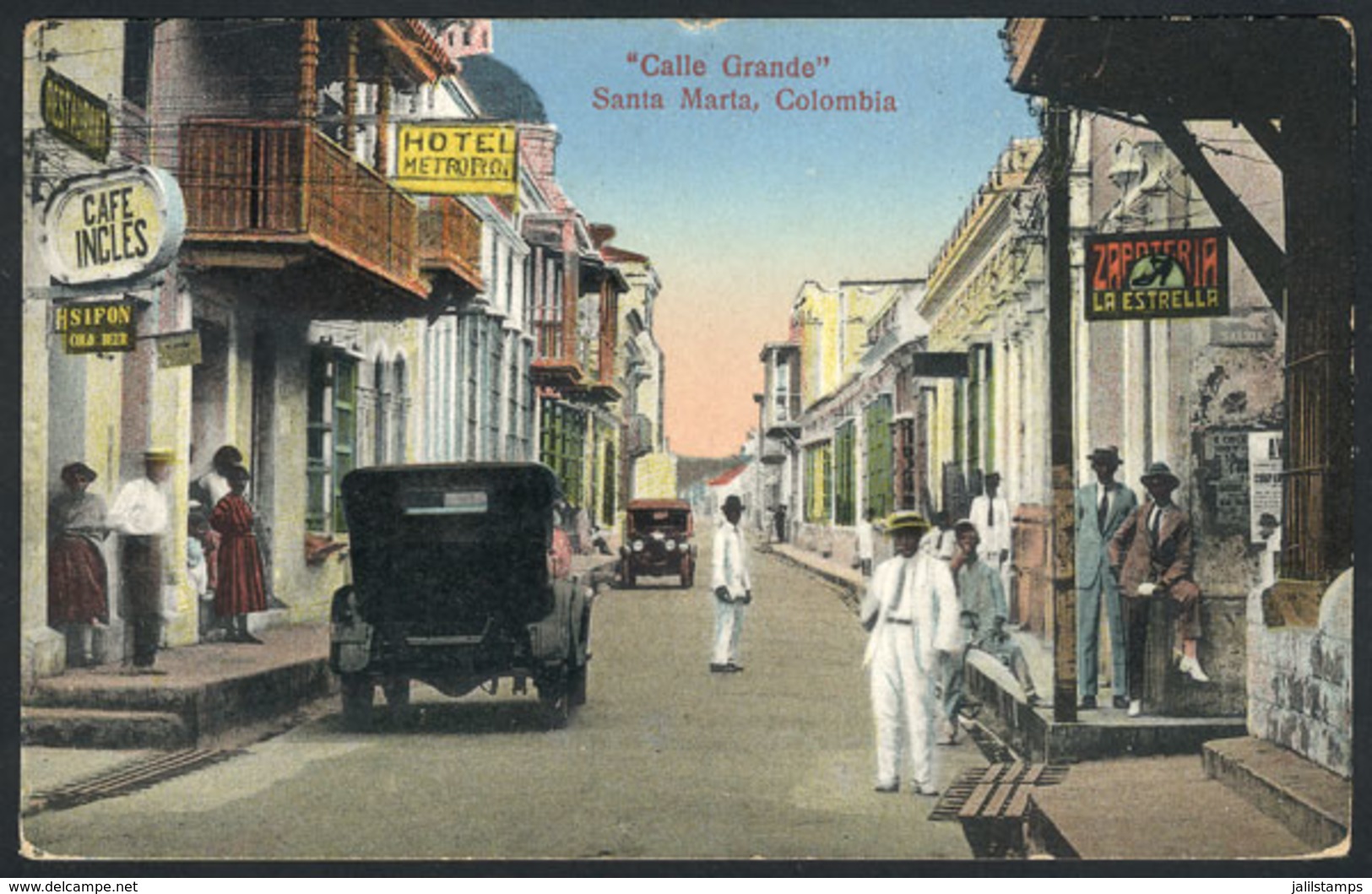 800 COLOMBIA: SANTA MARTA: Grande Street, Hotel, Cafe Inglés And Shoe Store, Ed.Bockelman - Colombia