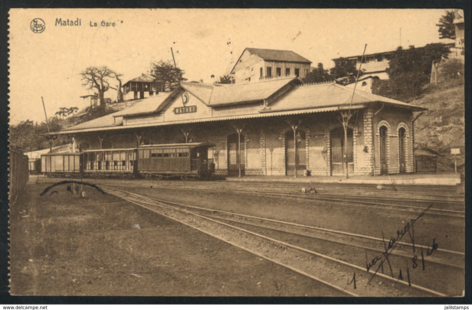 803 BELGIAN CONGO: MATALDI: Railway Station, Ed. Thill, Sent To Buenos Aires In 1926 (sta - Autres & Non Classés