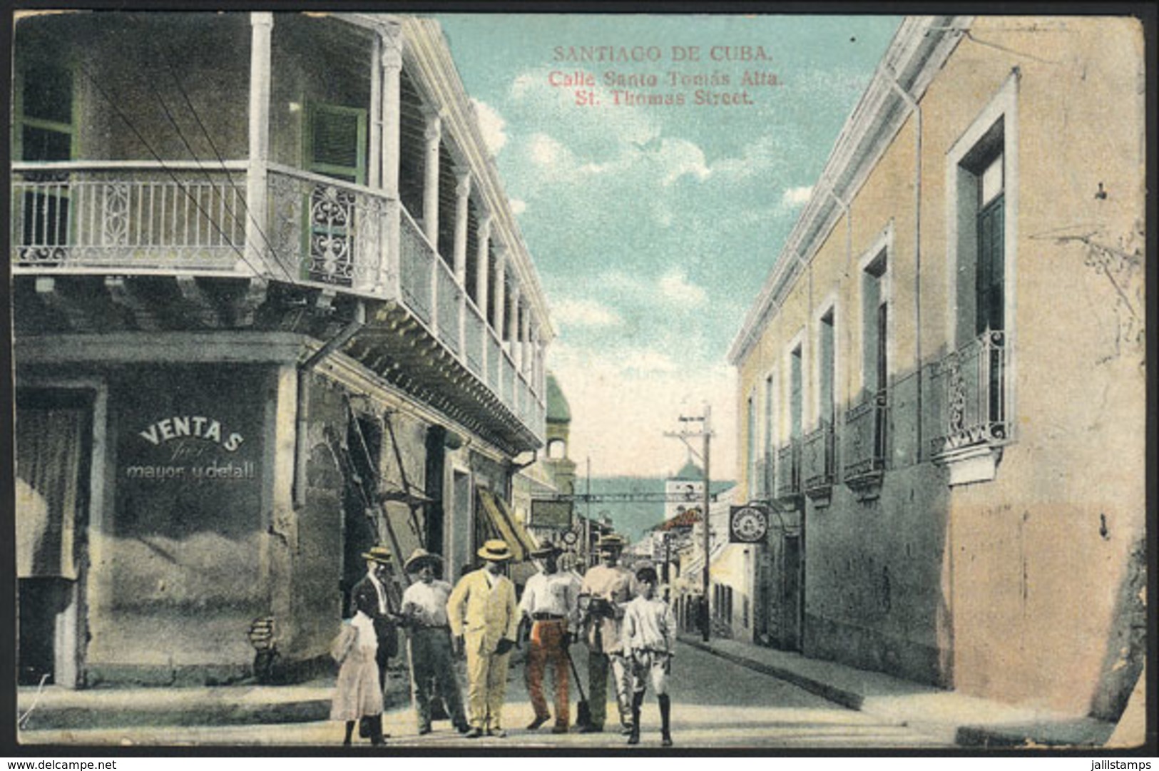 828 CUBA: SANTIAGO DE CUBA: St.Thomas Street, Dated 1909, Minor Defect, Good Appeal! - Kuba