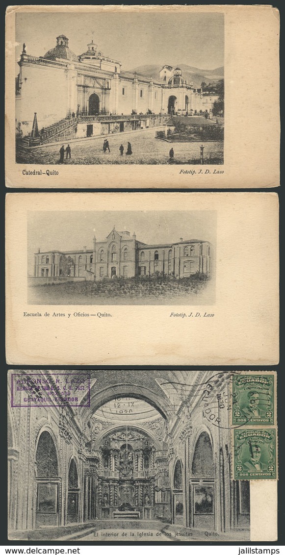 848 ECUADOR: 3 PCs With Varied Views Of QUITO, Some Very Old, One With Minor Defects. - Ecuador