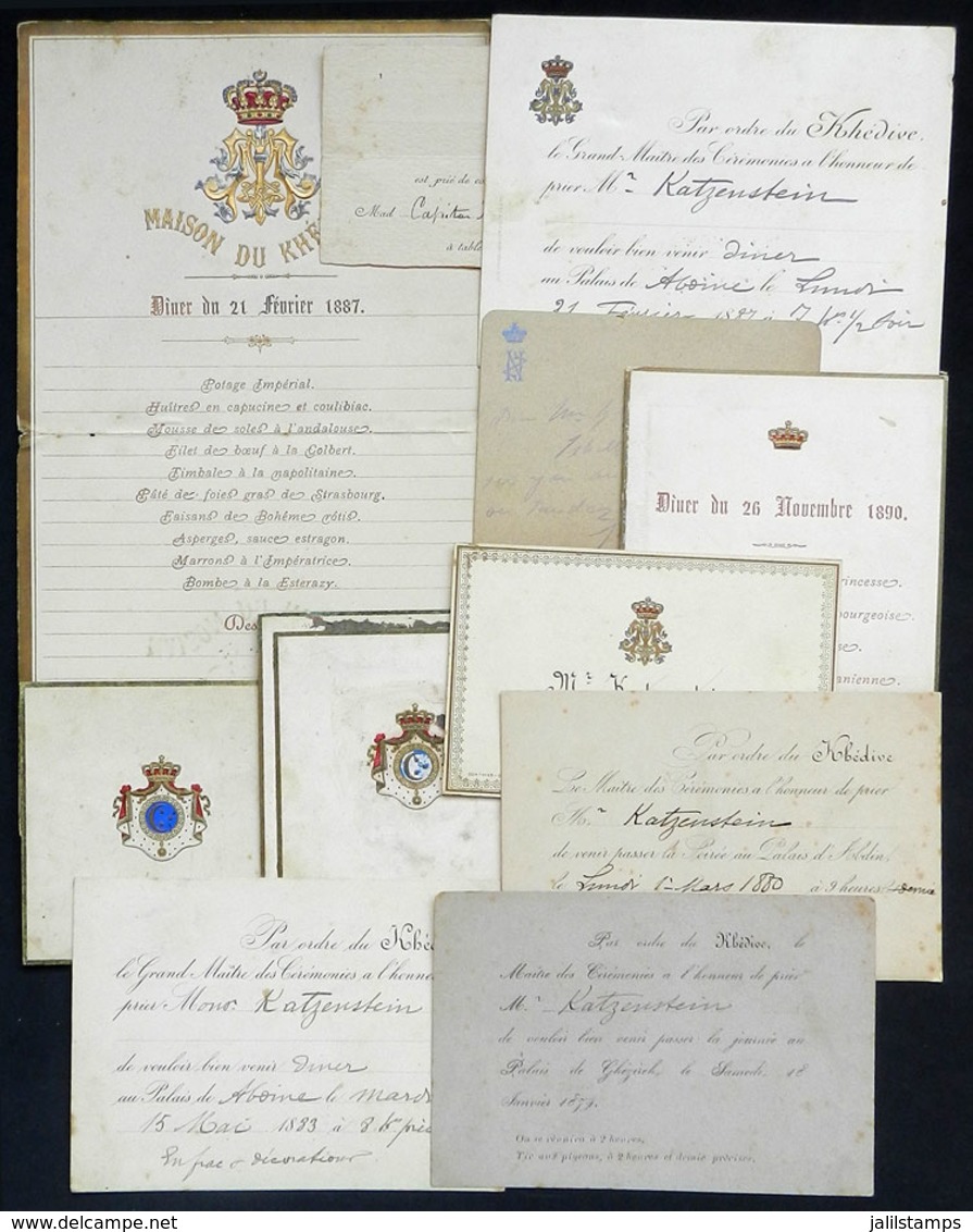 863 EGYPT: Lot Of 7 Dinner Menus, Invitations And Card For Banquets Hosted By The Khedive - Programs