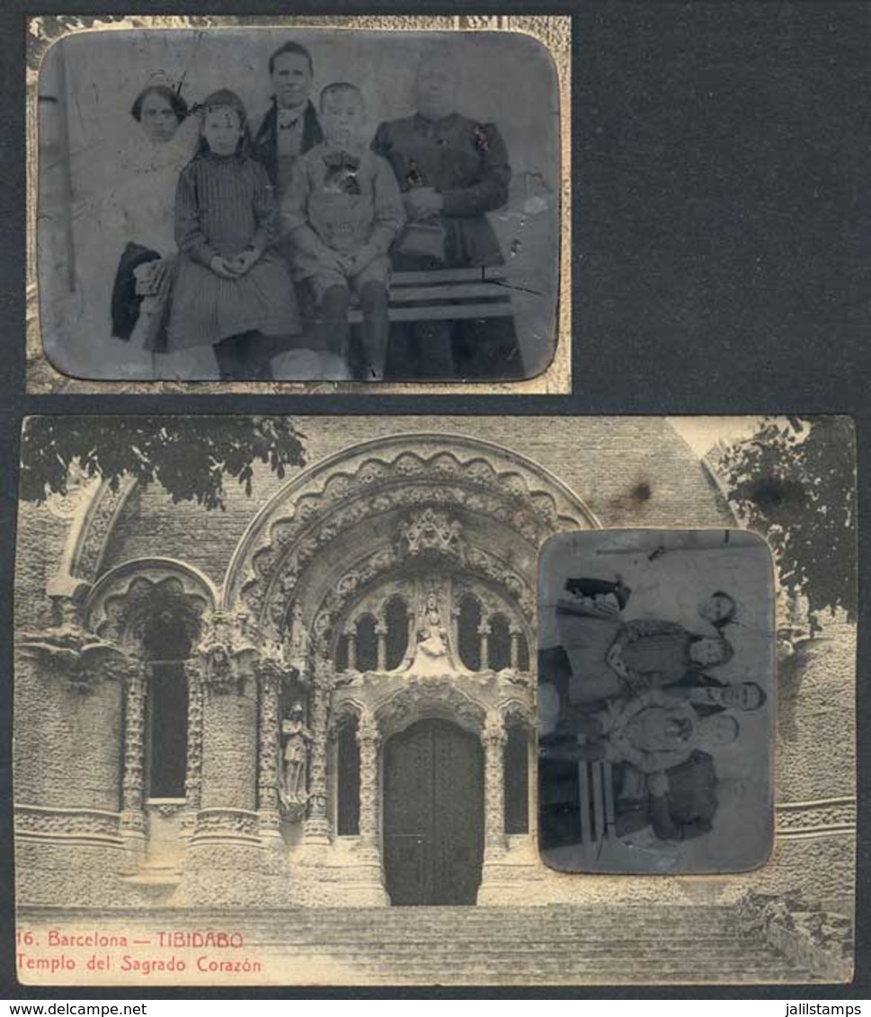 901 SPAIN: BARCELONA: Tibidabo, Temple De Sagrat Cor, With A Metallic Photograh Of A Fami - Autres & Non Classés