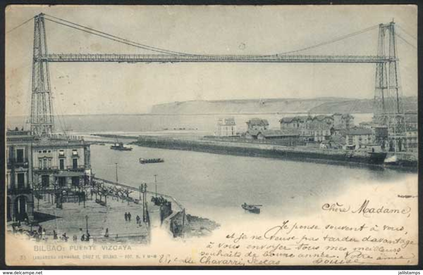 902 SPAIN: BILBAO: Vizcaya Bridge, Ed. Landaburu Hnas, Sent To Buenos Aires In 1902, Exce - Other & Unclassified