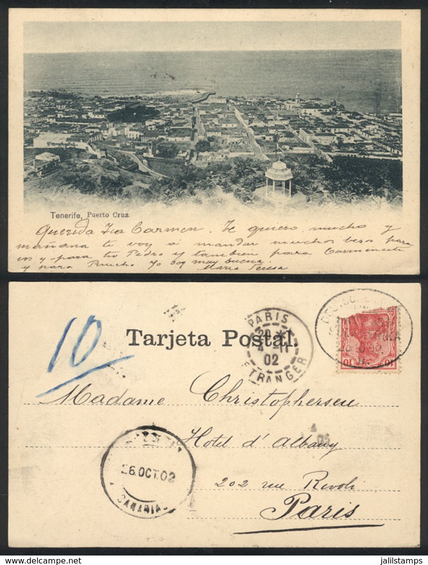 920 SPAIN: TENERIFE: Puerto Cruz, Sent To Paris In 1902 With German Postage (damaged Stam - Other & Unclassified