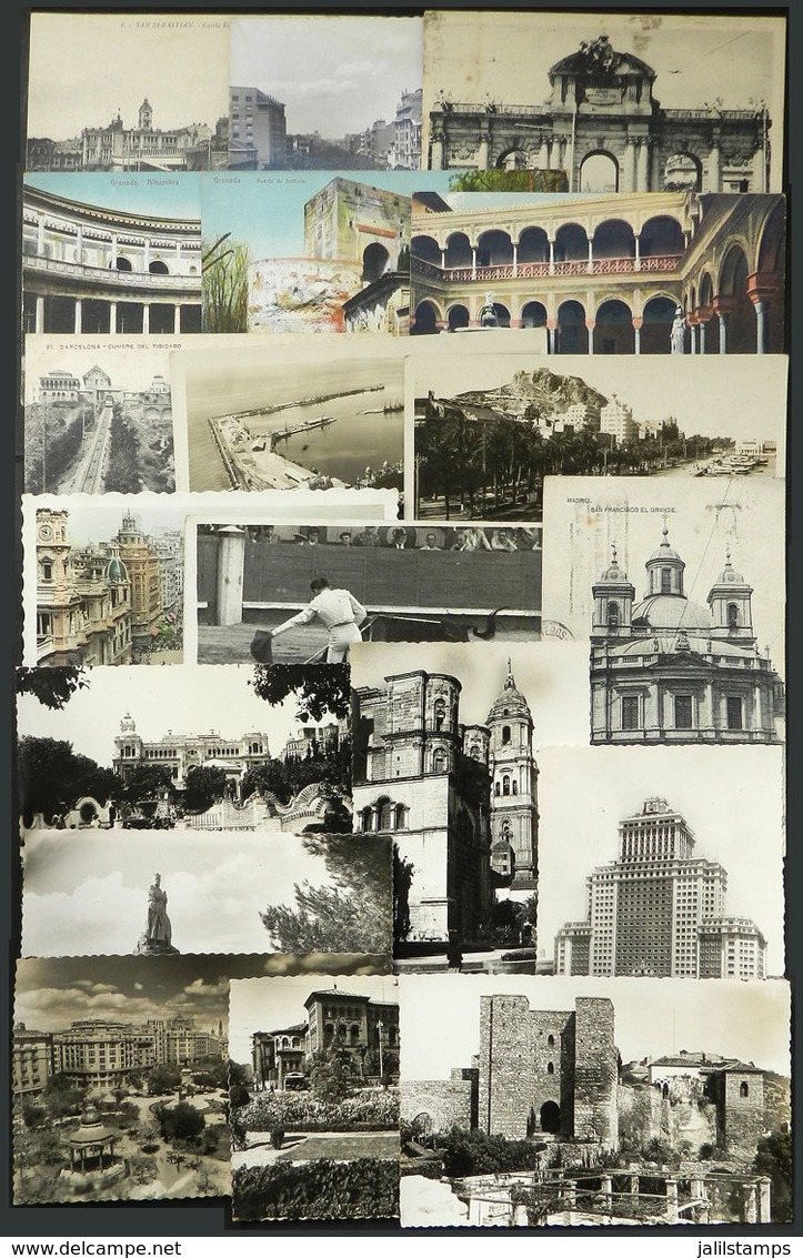 927 SPAIN: 19 Old Postcards With Views Of Varied Cities (San Sebstian, Zaragoza, Granada, - Other & Unclassified