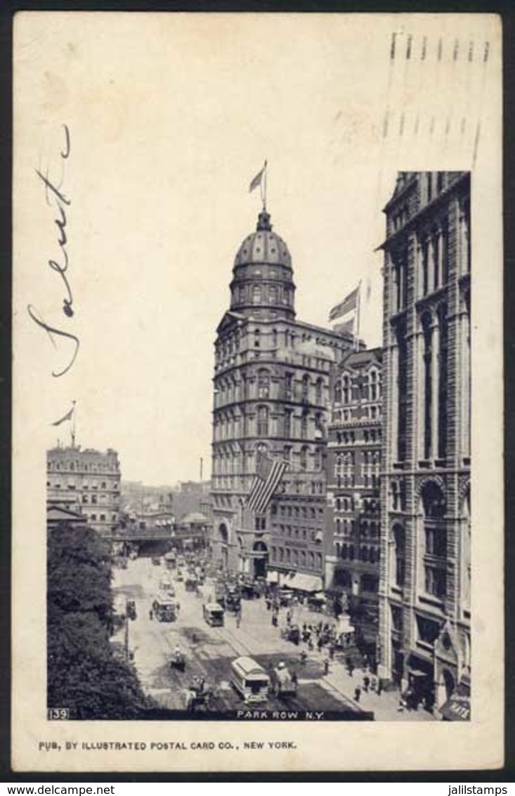943 UNITED STATES: NEW YORK: Park Row, Ed. Illustrated Postal Card Co., Sent To Argentina - Autres & Non Classés