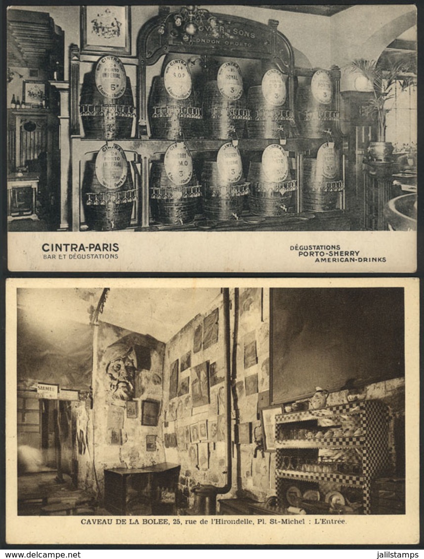 956 FRANCE: PARIS: Cintra Paris And Caveau De La Bolée, Bars, 2 Old Postcards, VF. - Other & Unclassified