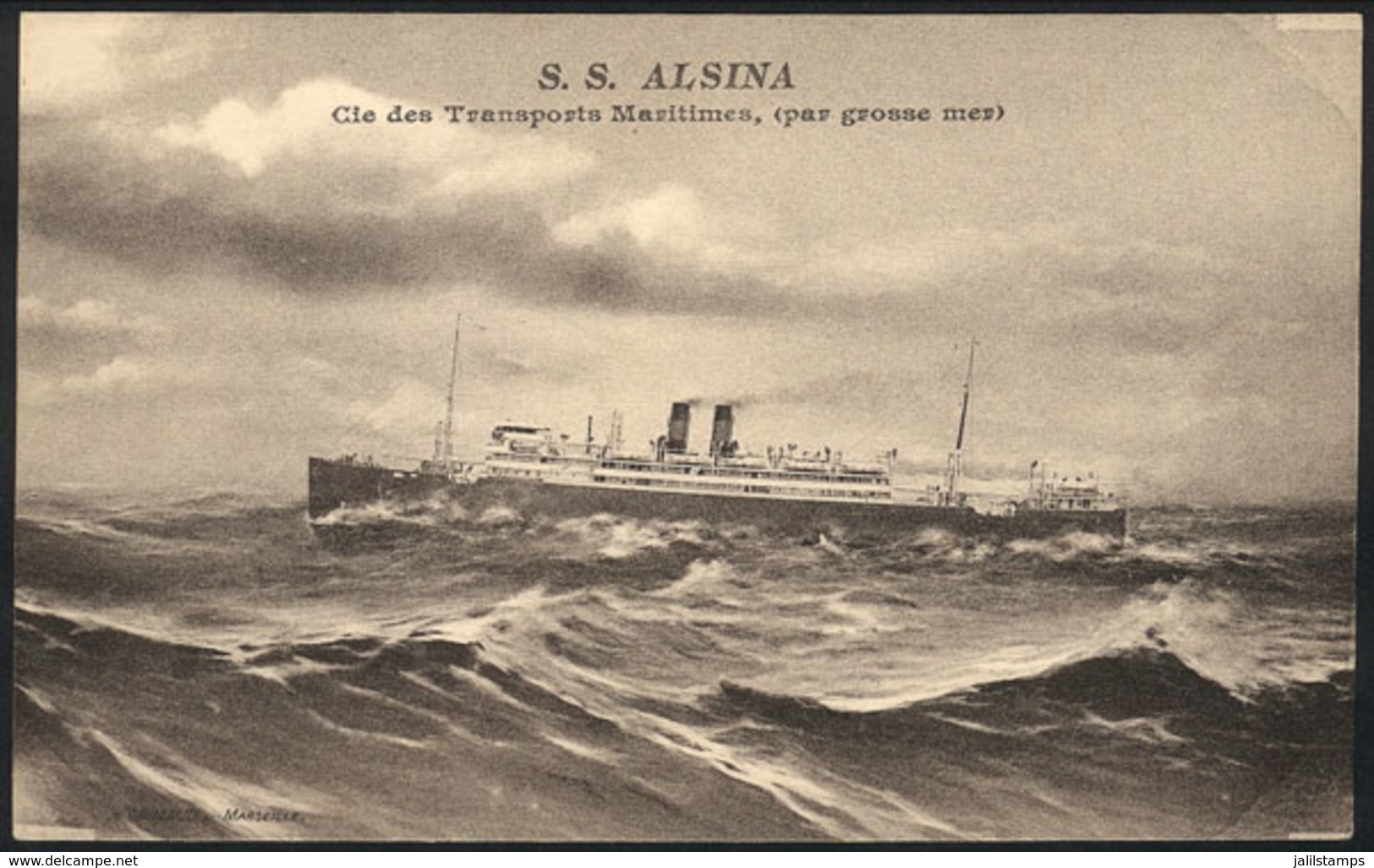 960 FRANCE: Steamship Paquebot SS ALSINA Of Transports Maritimes, Old PC Of VF Quality! - Sonstige & Ohne Zuordnung