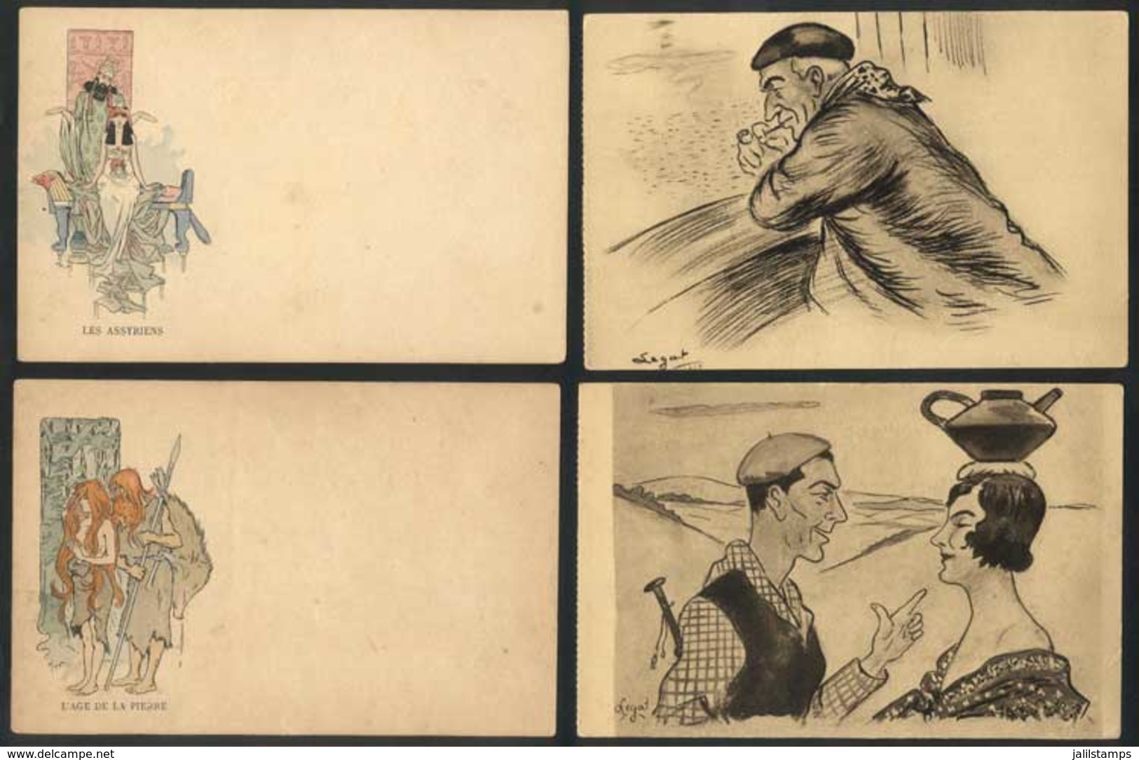 962 FRANCE: 4 Old Illustrated Postcards, 2 By Legar, Very Handsome! - Autres & Non Classés