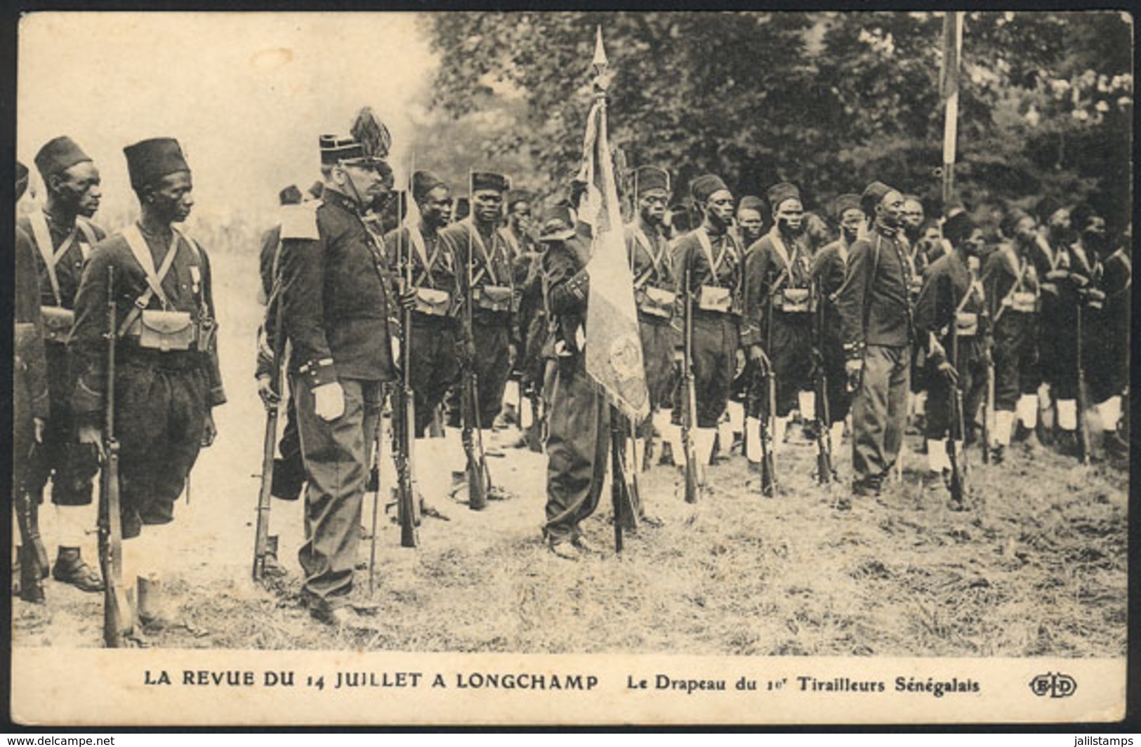 963 FRANCE: Review Of Senegal Soldiers In Longchamp, Circa 1915, VF Quality! - Autres & Non Classés