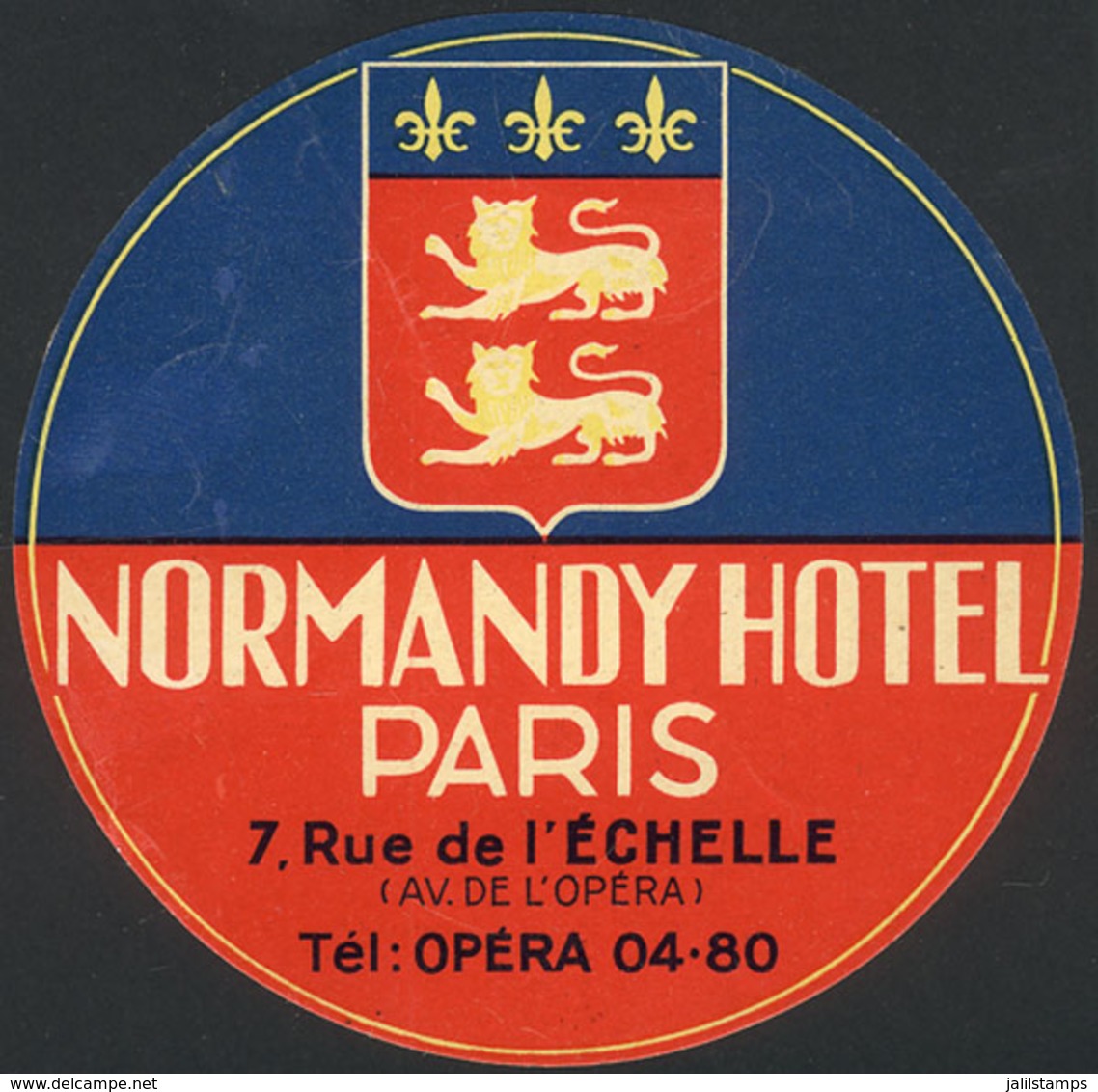 984 FRANCE: Old Luggage Label Of The Normandy Hotel, Paris, VF Quality! - Tickets - Vouchers