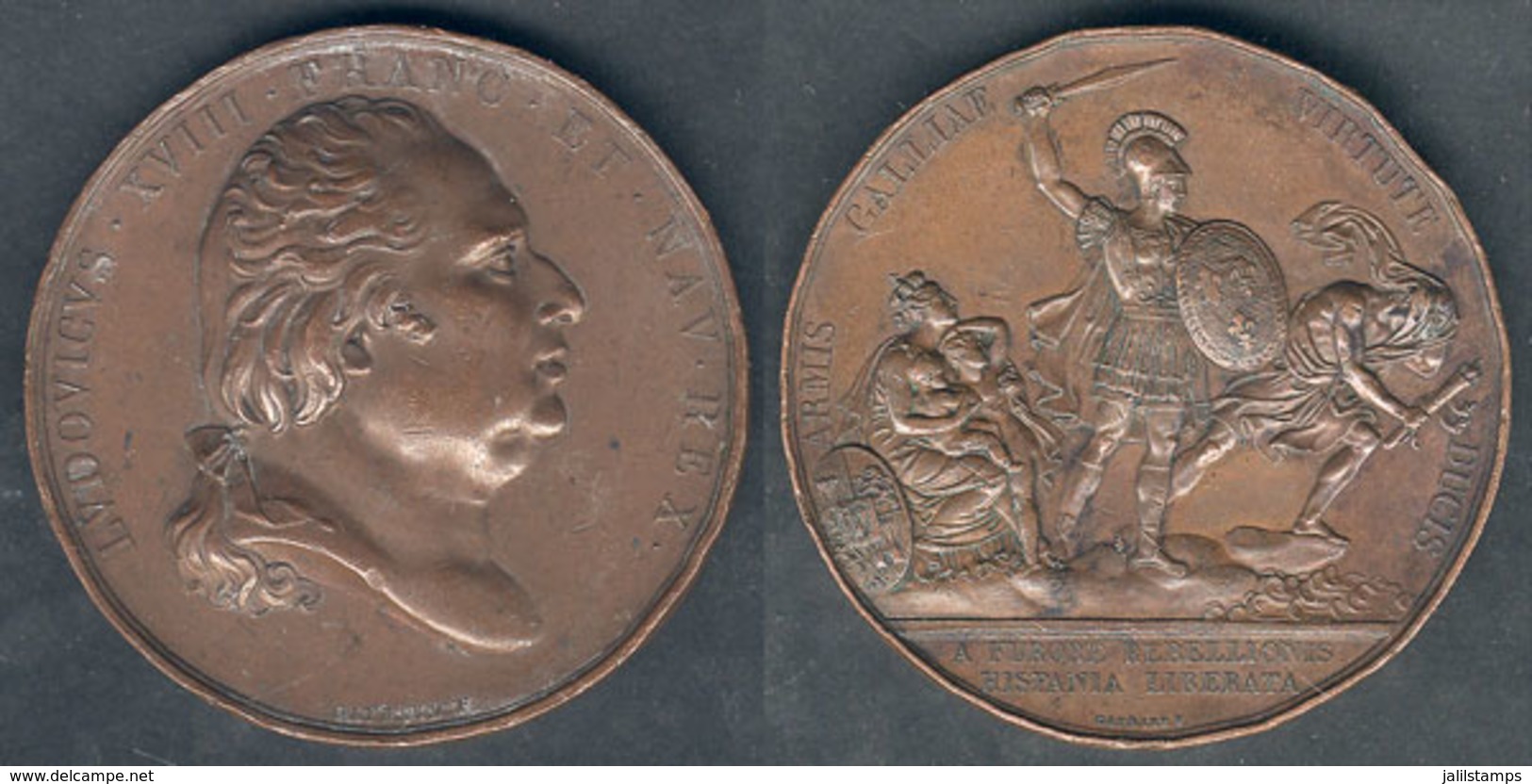 990 FRANCE: Louis XVIII, Commerative Medal "A Furore Rebellionis Hispania Liberata - Sonstige & Ohne Zuordnung
