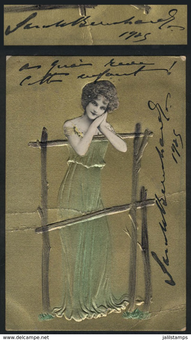 999 FRANCE: BERNHARDT Sarah, Actress, Her Autograph On Postcard Used In Argentina In 1905 - Autres & Non Classés