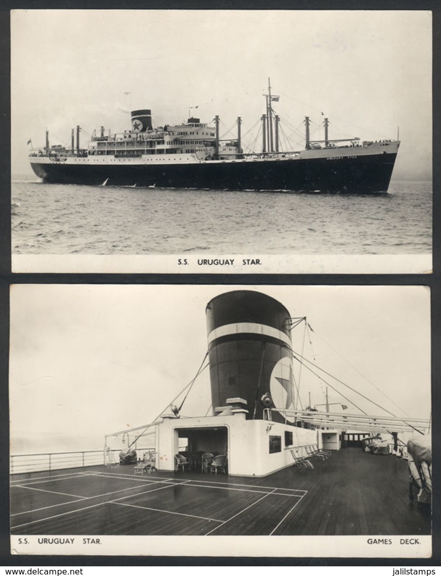 1006 GREAT BRITAIN: Ship SS "Uruguay Start" Of The Blue Star Line, 2 PCs With Different Vi - Other & Unclassified